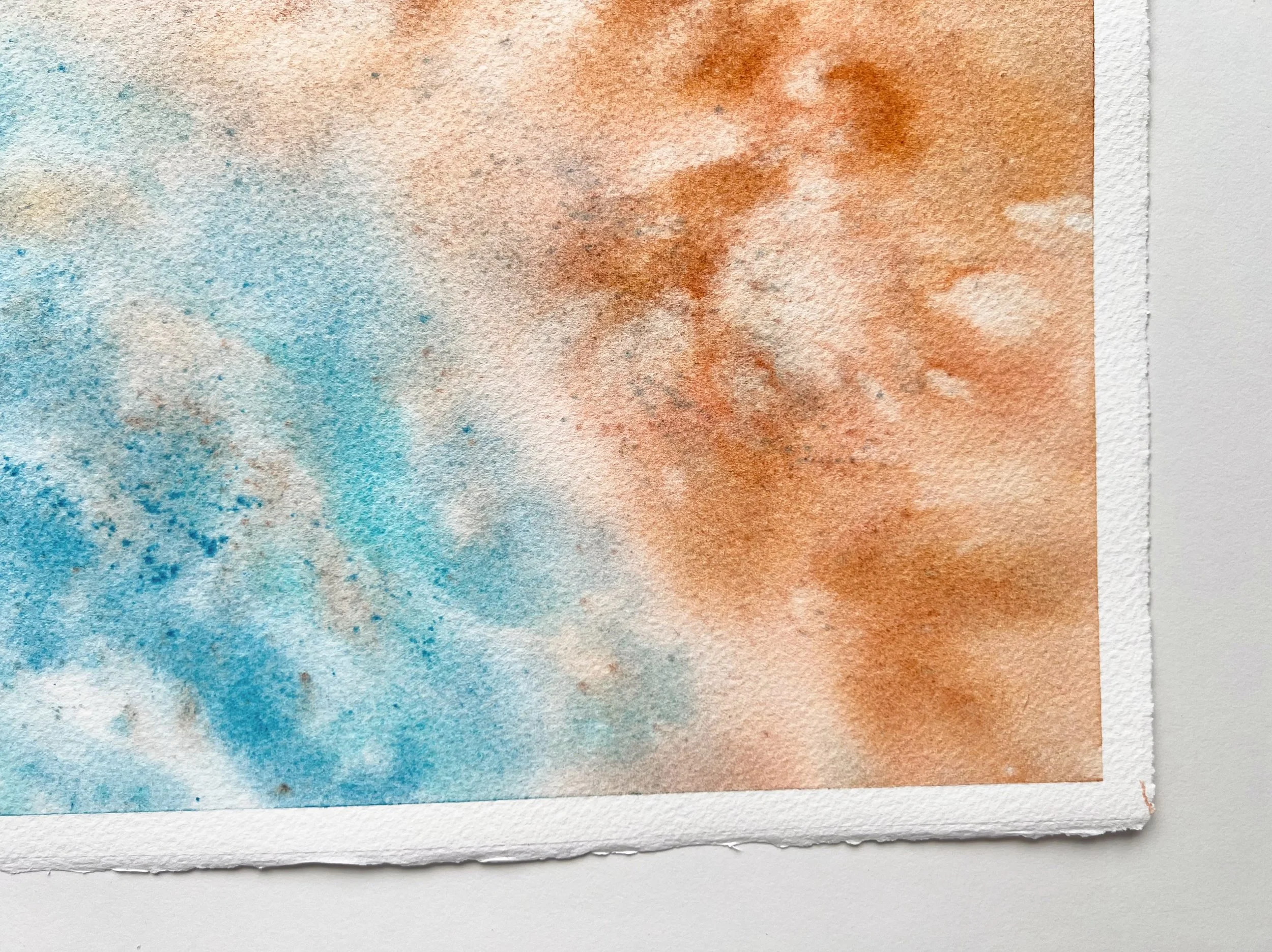 On The Shore Original Abstract Watercolor Painting of a Birds Eye View of the Shore 3.jpg