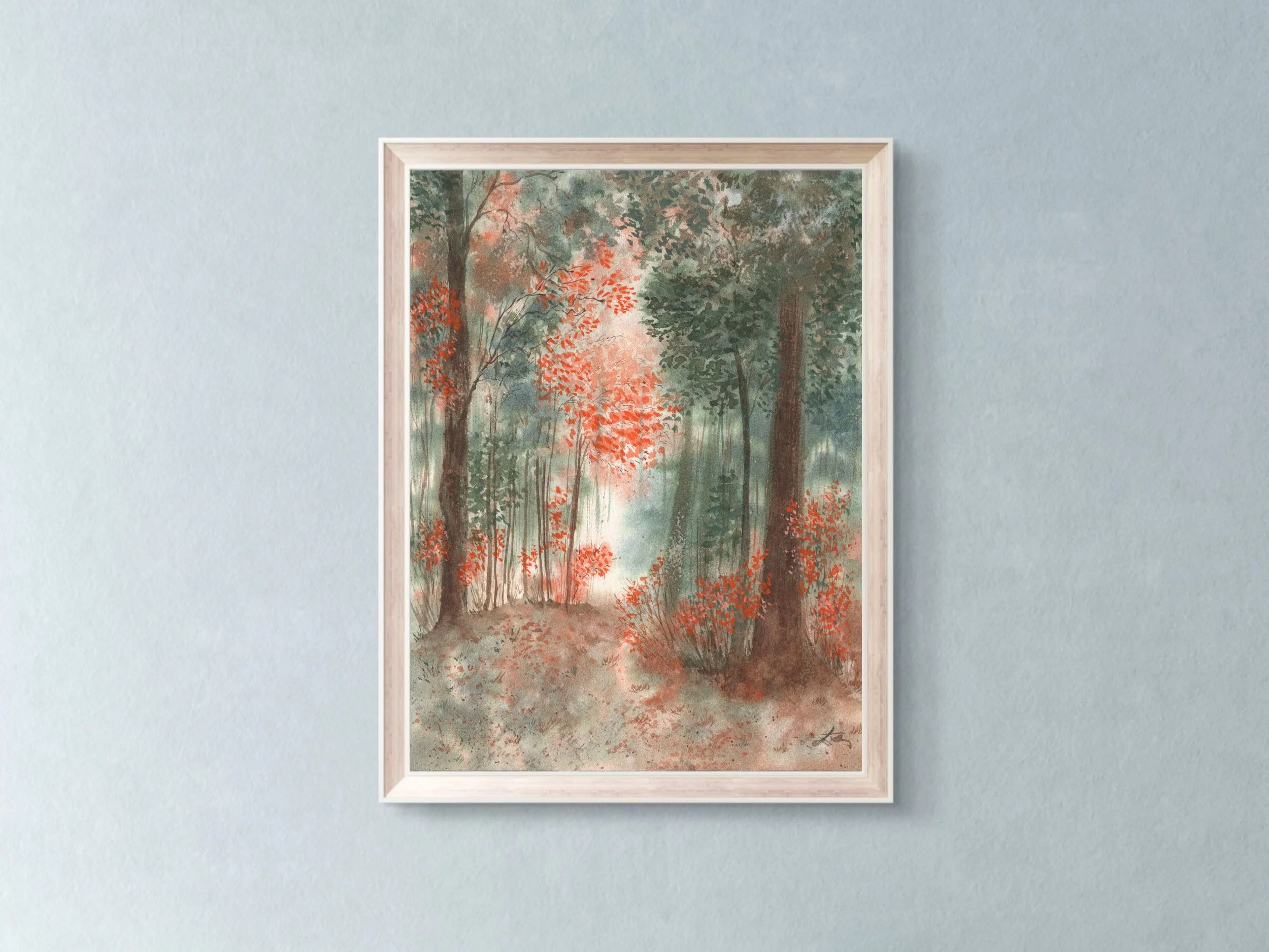 Autumn Forest Landscape Art Print, Fall Woodland Nature Wall Decor, Misty Trees Rustic Home Artwork 11.jpg