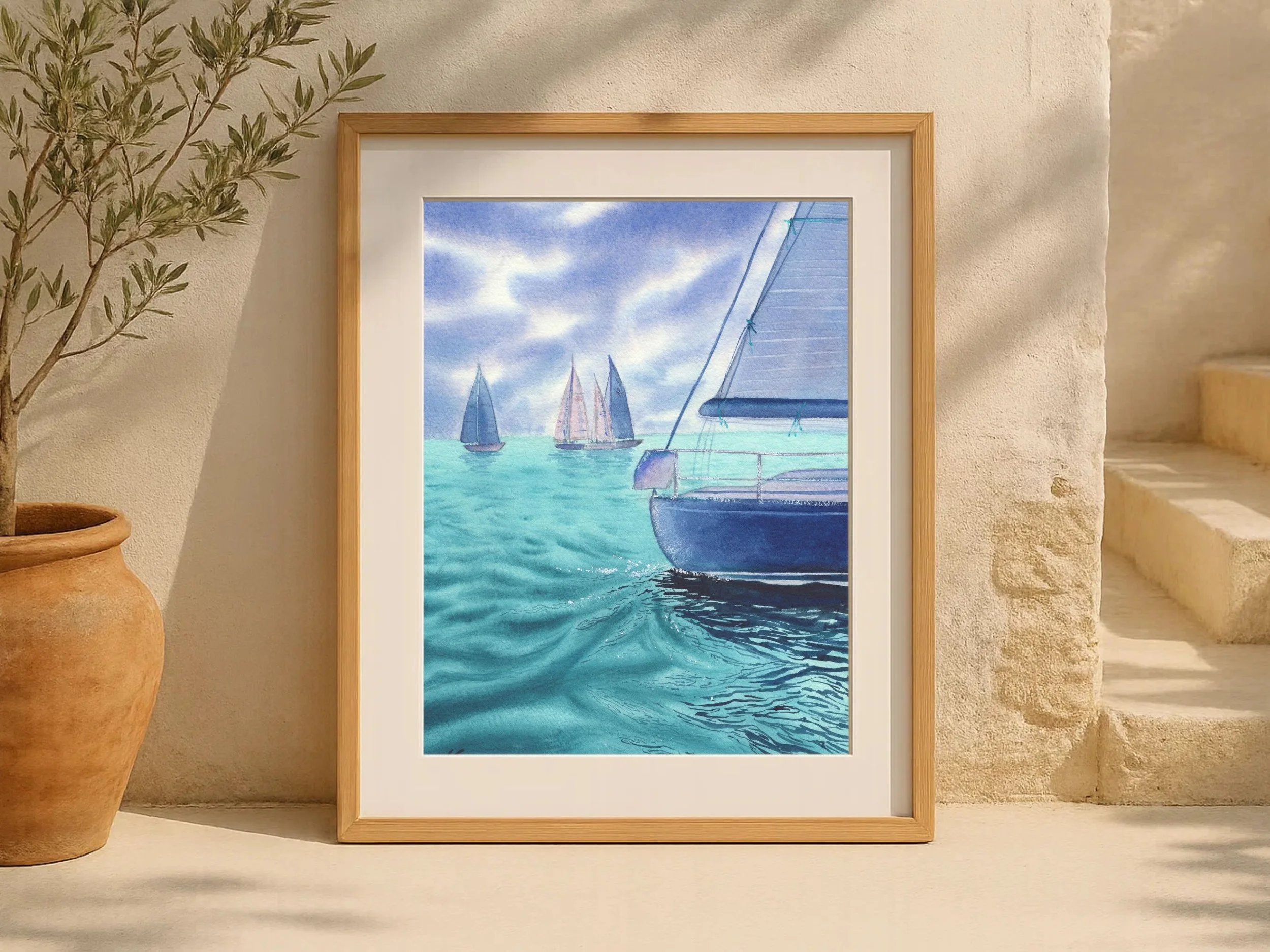 Sailing Regatta Archival Art Print, Watercolor Sailboat Art Poster 7.jpg