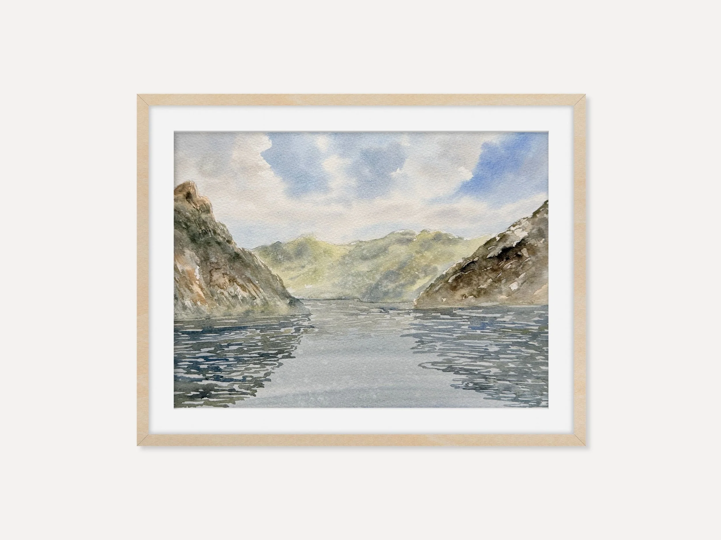 Fjords Landscape in Spring - Original Watercolor Painting