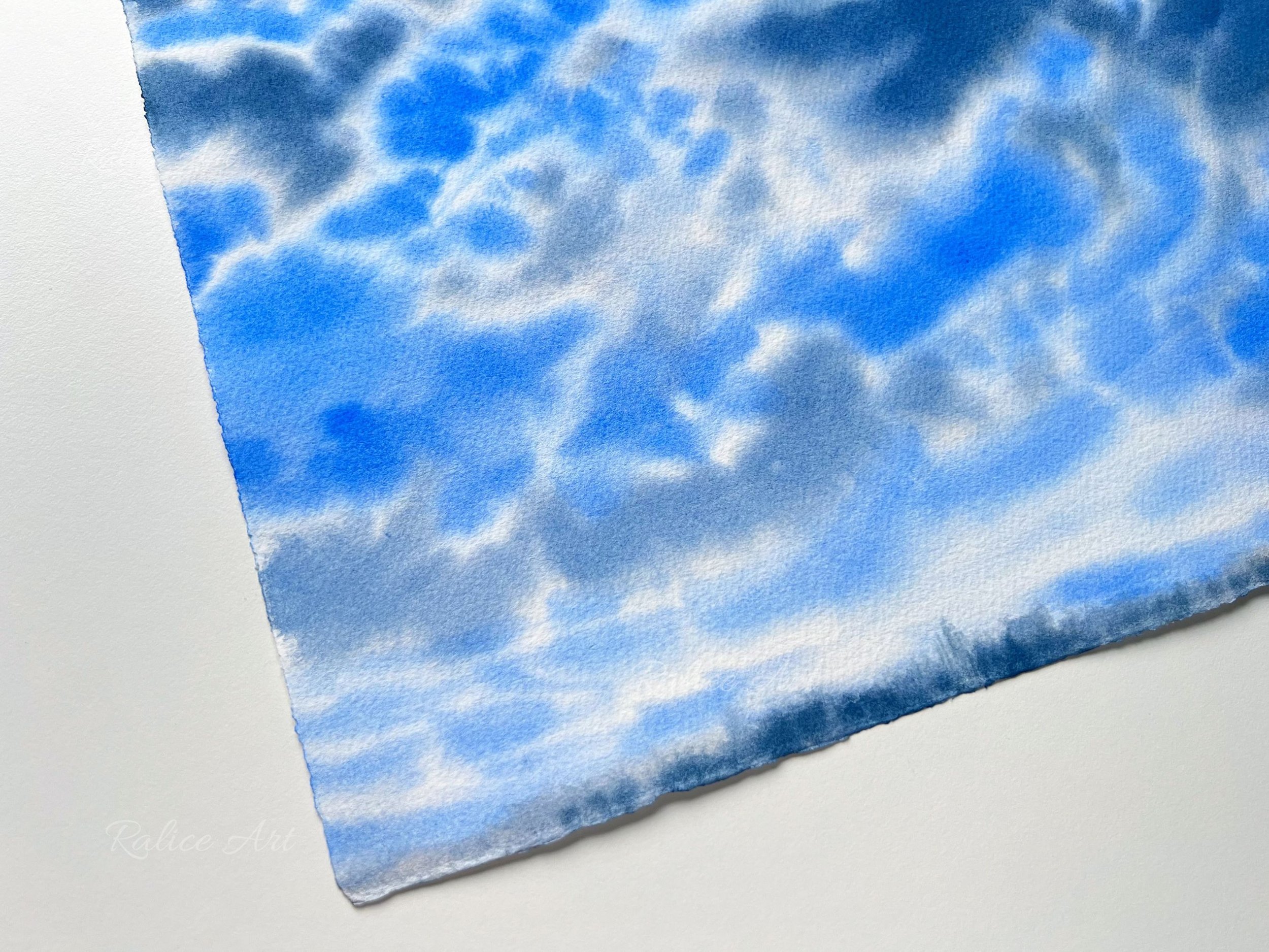 Just Before the Storm – Original Watercolour Sky Painting, Minimalist Cloud Art for Your Home Office closeup of my work