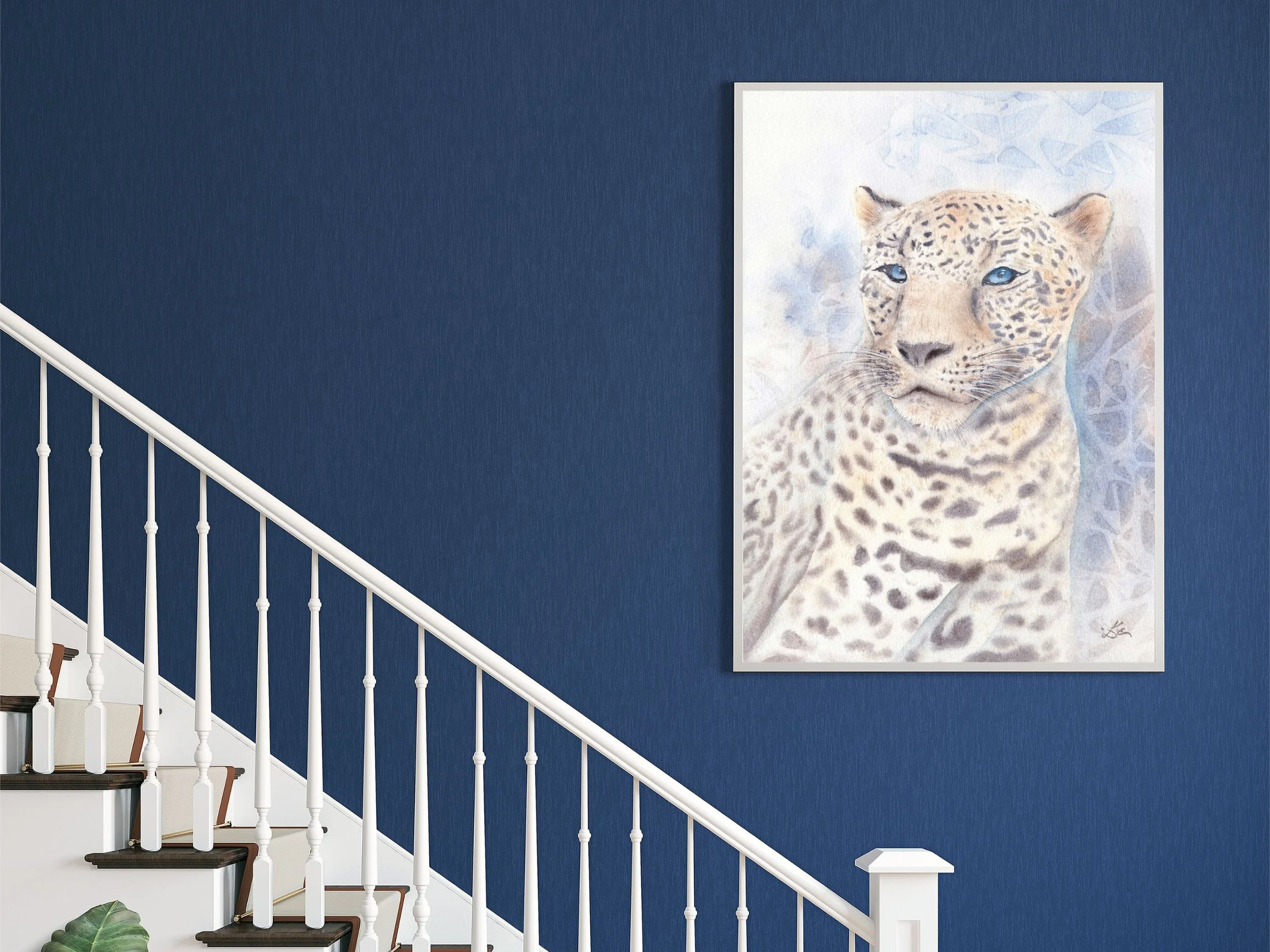 Caucasian Leopard Fine Art Print Wildlife Watercolor Wall Art Mountain Animal Decor Archival Art 5.jpg