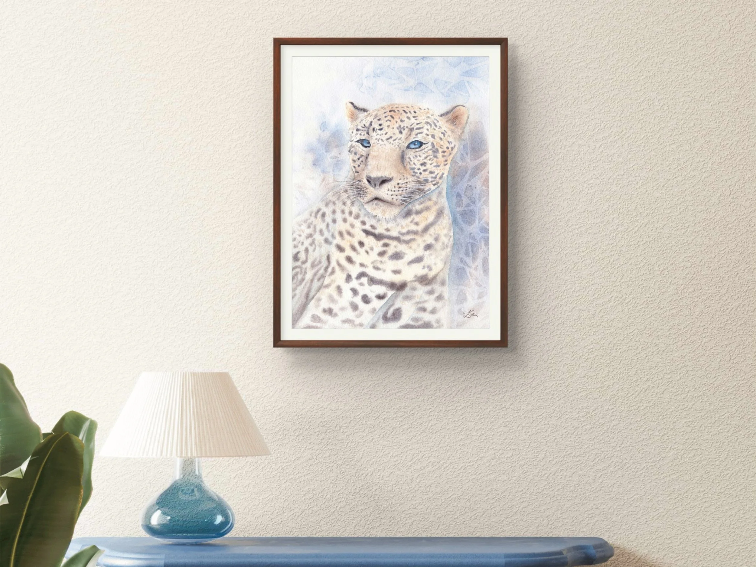 Caucasian Leopard Fine Art Print Wildlife Watercolor Wall Art Mountain Animal Decor Archival Art10.jpg