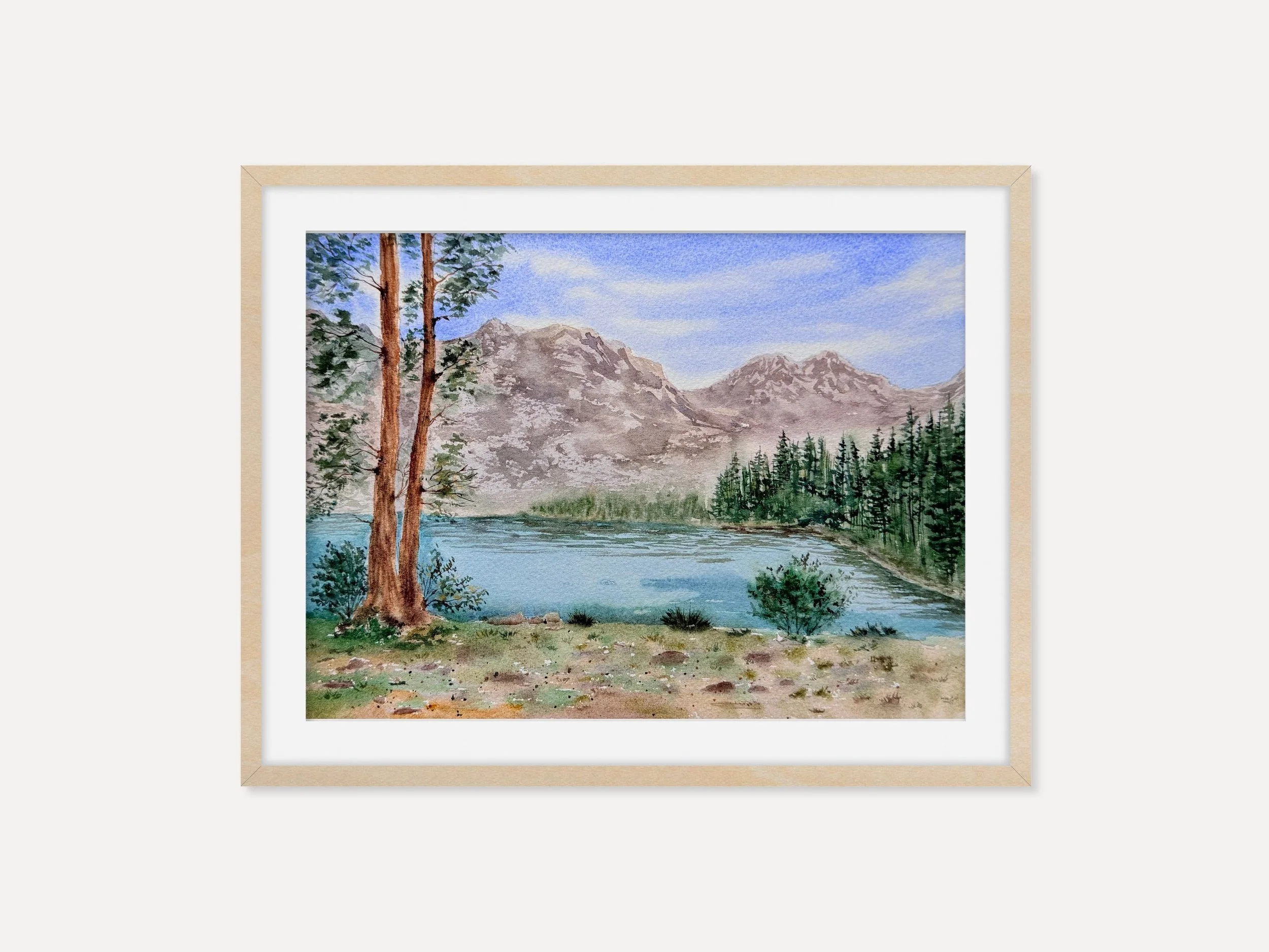 Calm Mountain Lake - Original Watercolor Painting