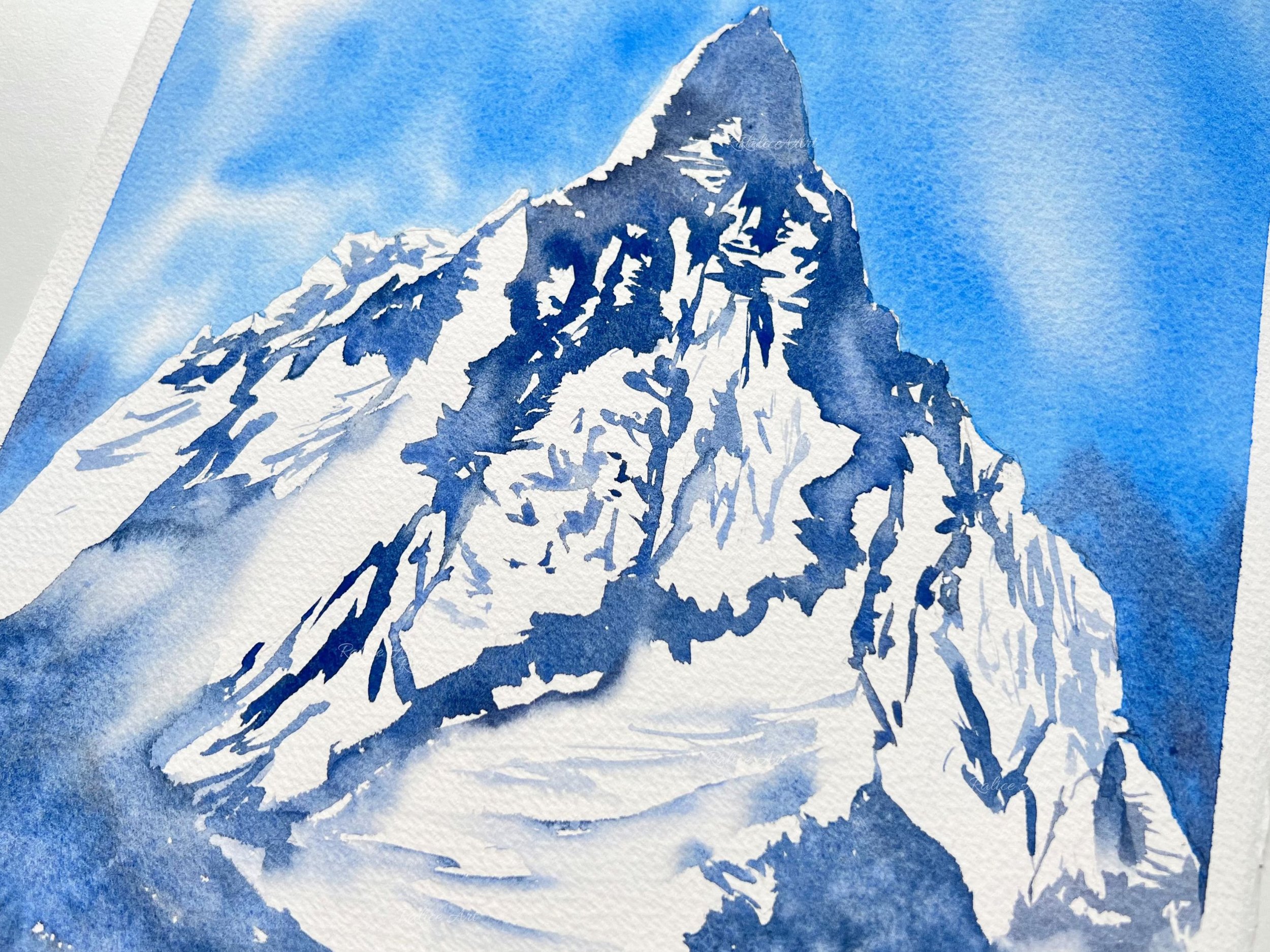 Beyond Dreams Original Watercolor Mountain Painting, Rocky Landscape Wall Art, Rocky Mountain Expressive Free Flow Impressionistic Painting, the middle part