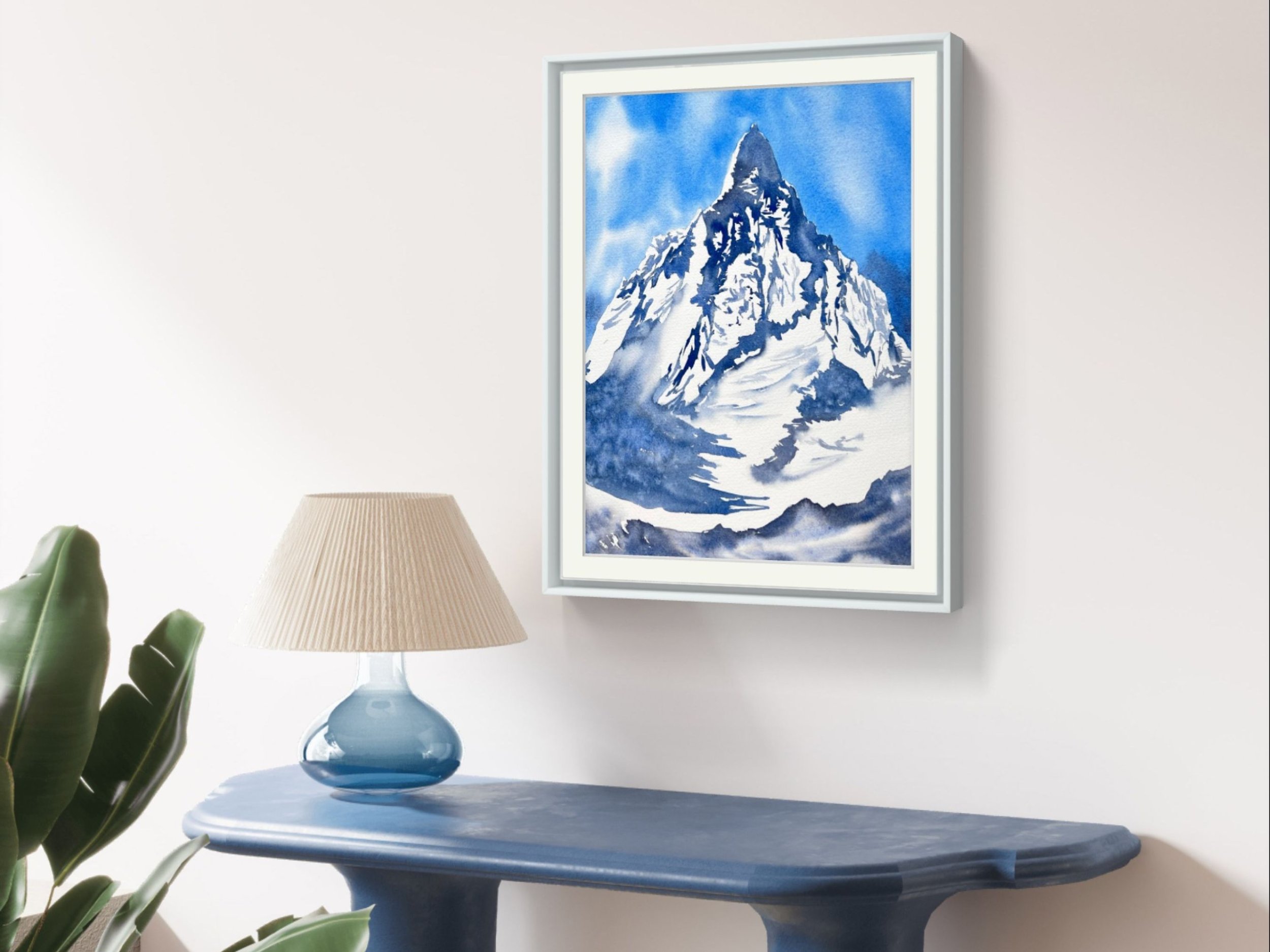 Beyond Dreams Original Watercolor Mountain Painting, Rocky Landscape Wall Art, Rocky Mountain Expressive Free Flow Impressionistic Painting in a setting