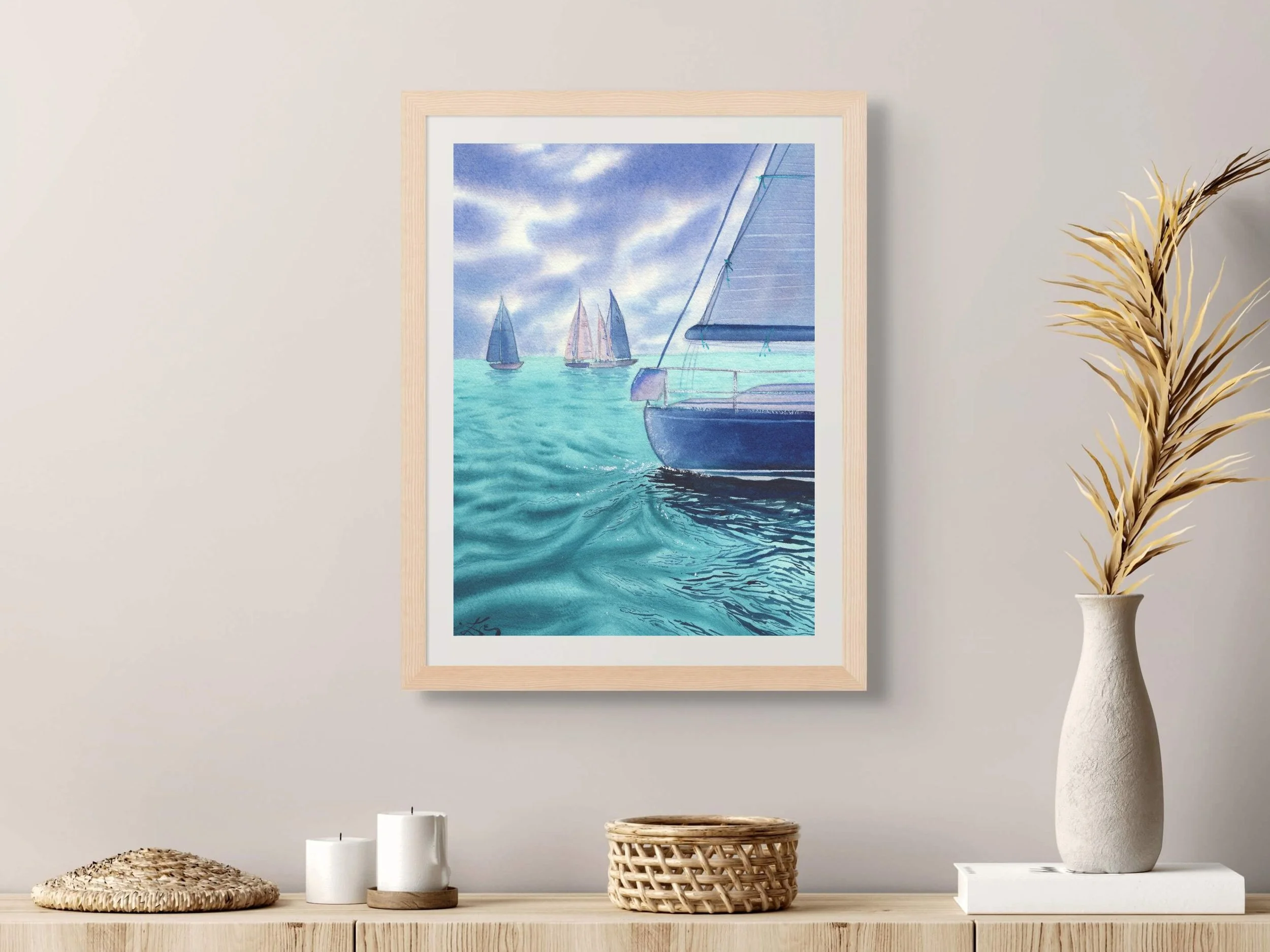 Sailing Regatta Archival Art Print, Watercolor Sailboat Art Poster 12.jpg