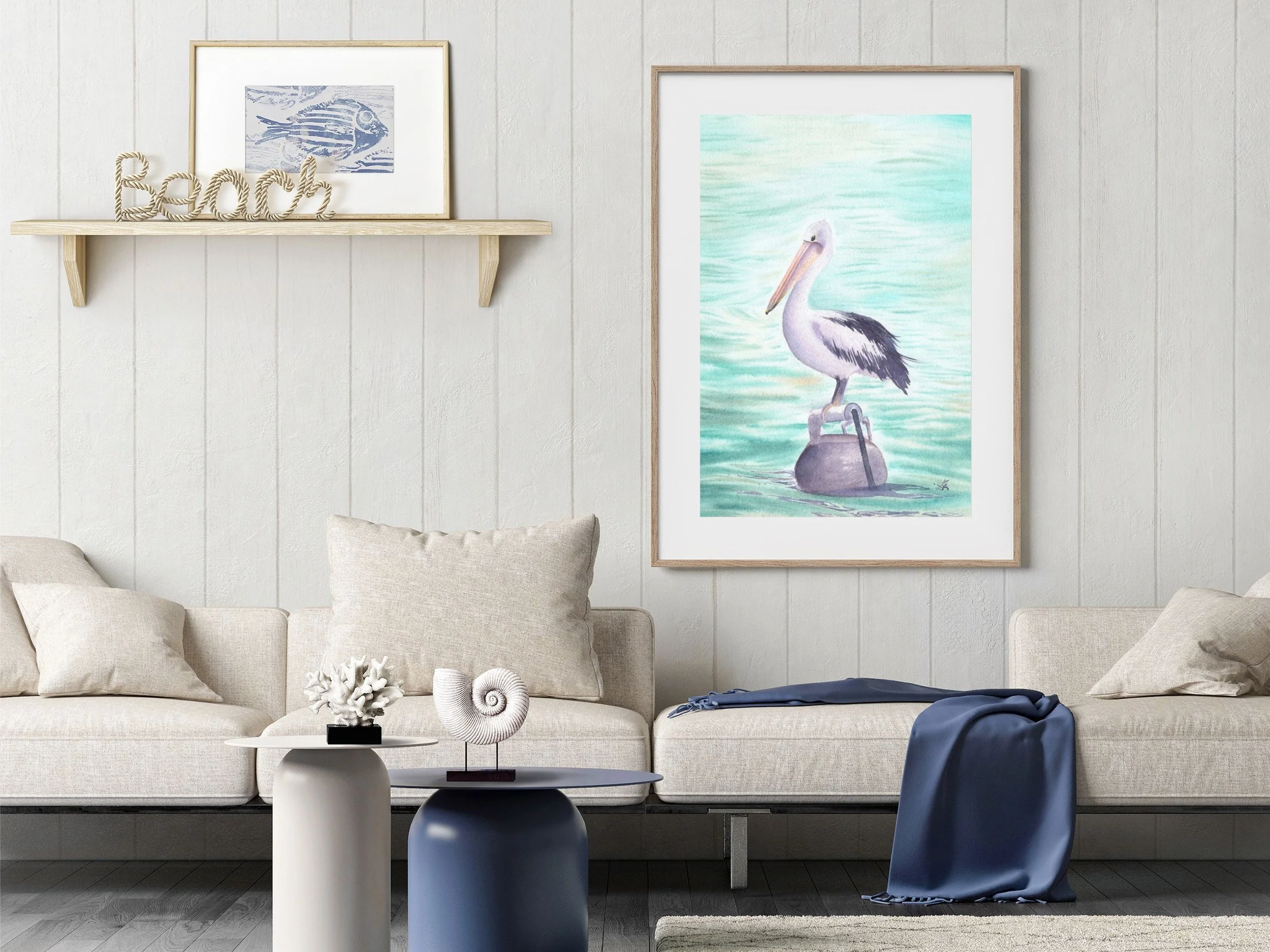 Australian Pelican - Archival Fine Art Print - Rustic Home Decor - Wildlife Nursery Art 4.jpg