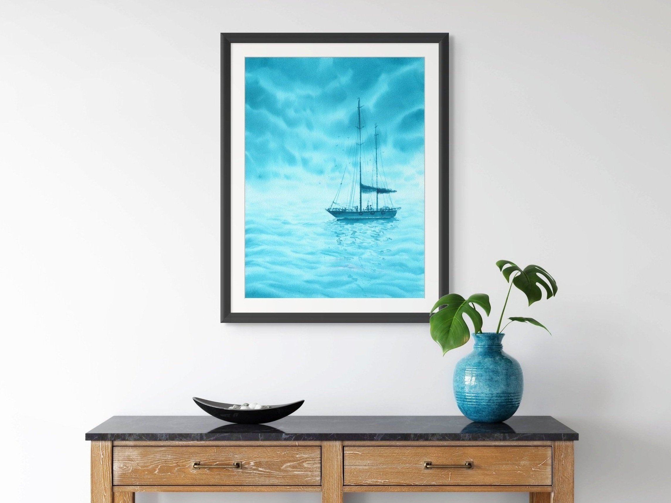 Turquoise Dreams Giclee Fine Art Print Printed on Luxurious Gallery-Quality Matte Paper in a room Setting