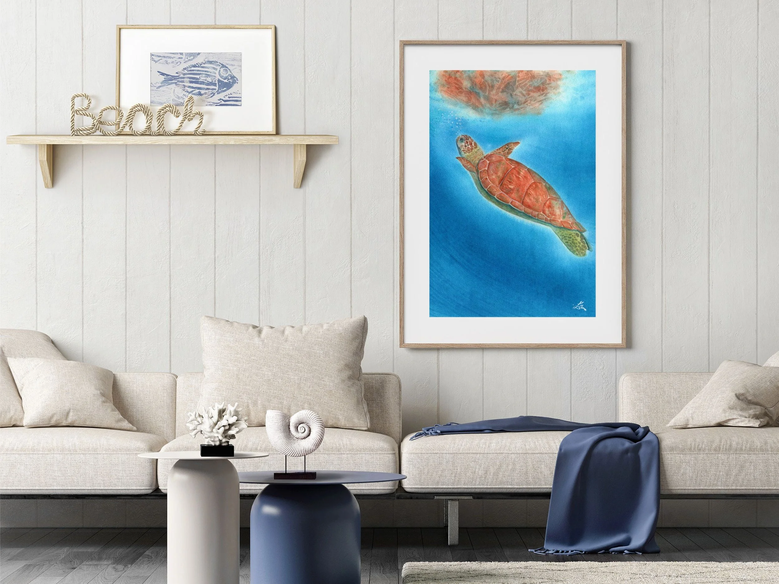Sea Turtle Fine Art Print Coastal Wall Art Ocean Animal Watercolor Print Marine Life Decor Beach House Artwork 4.jpg