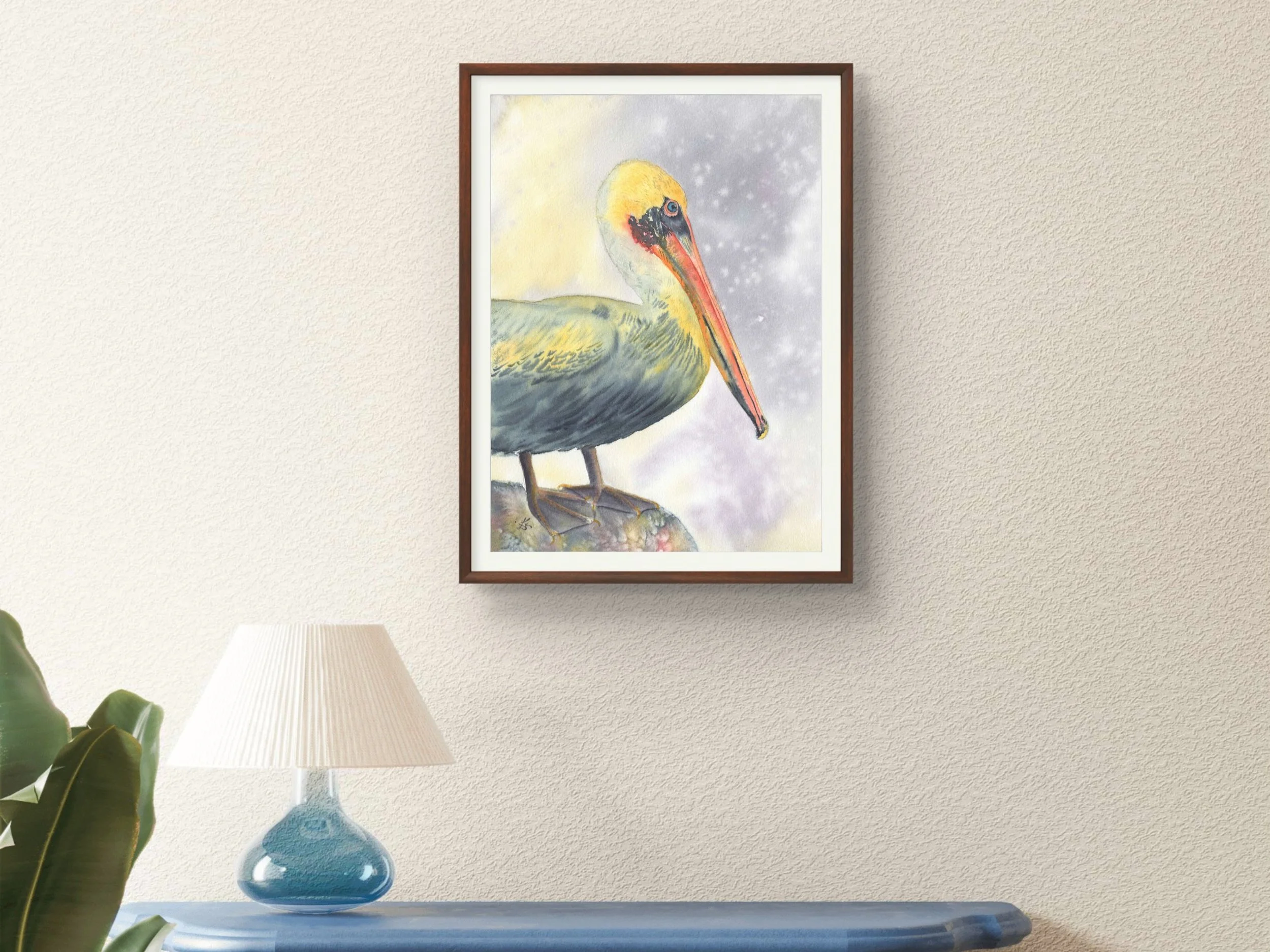 Brown Pelican Fine Art Print Coastal Bird Watercolor Wall Art Archival Giclee Print Beach House Decor Nature 10.jpg