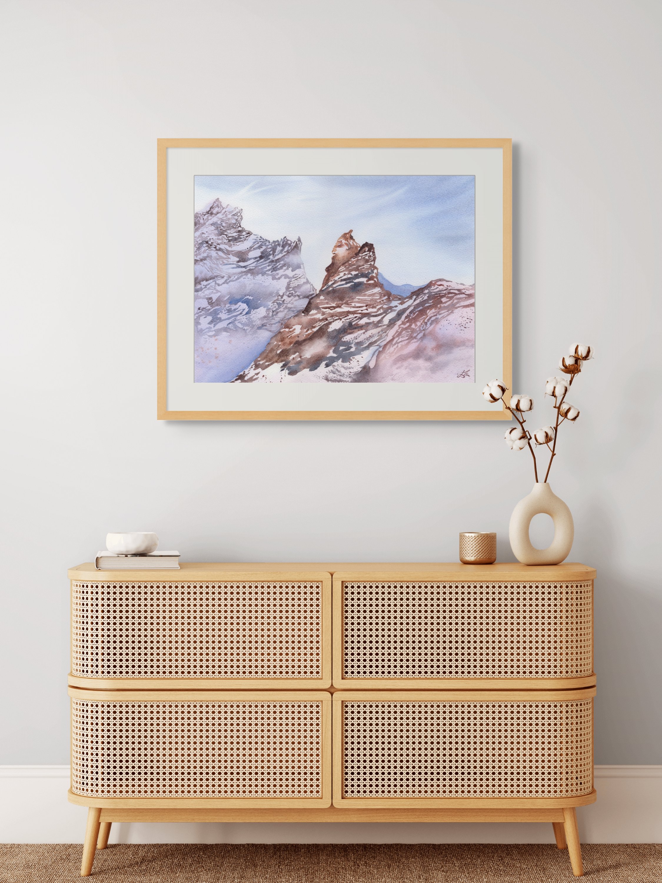 The Stone Warrior Giclee Fine Art Print Printed on Luxurious Gallery-Quality Matte Paper Framed Closeup in a Hallway