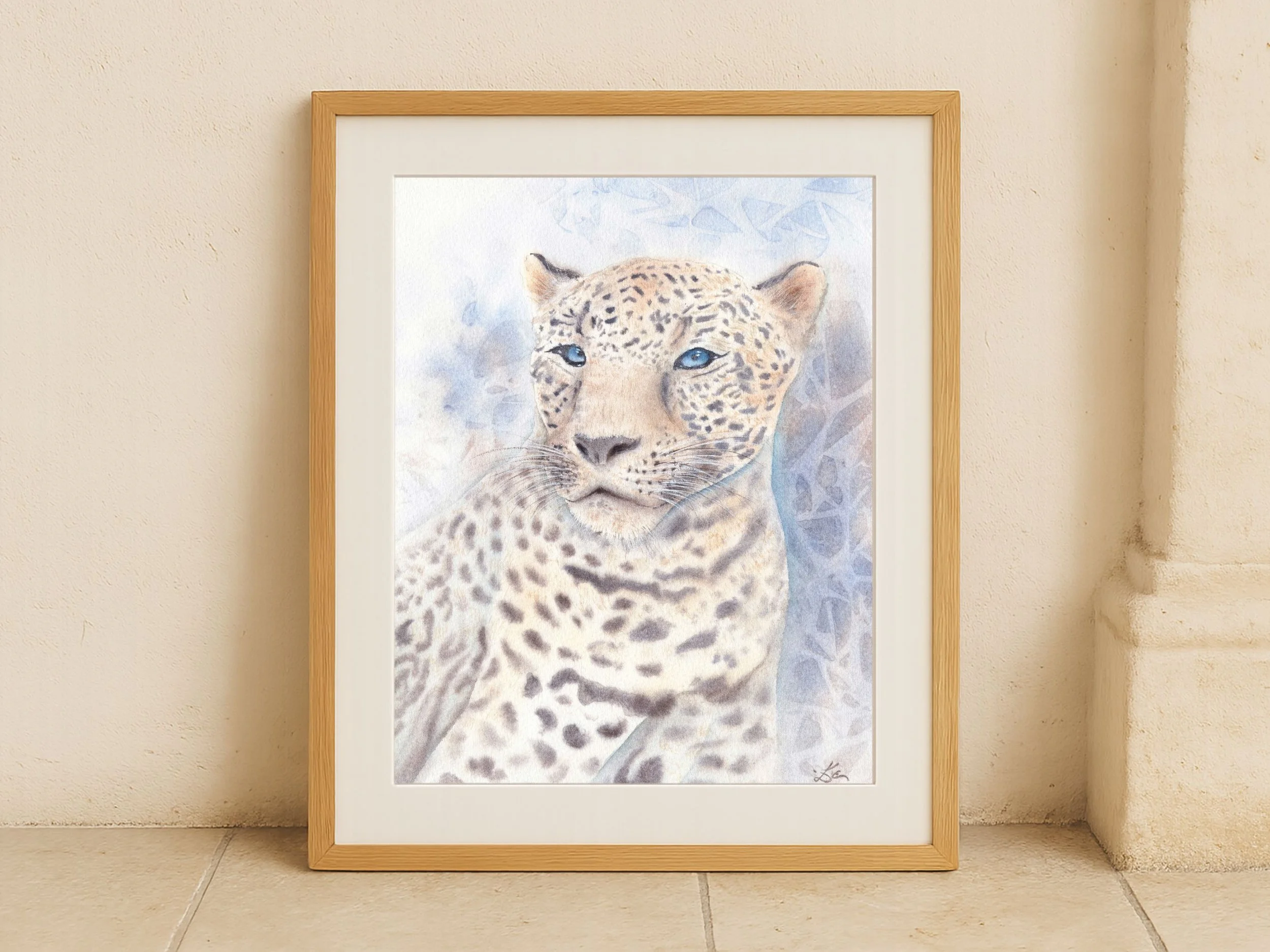 Caucasian Leopard Fine Art Print Wildlife Watercolor Wall Art Mountain Animal Decor Archival Art 8.jpg