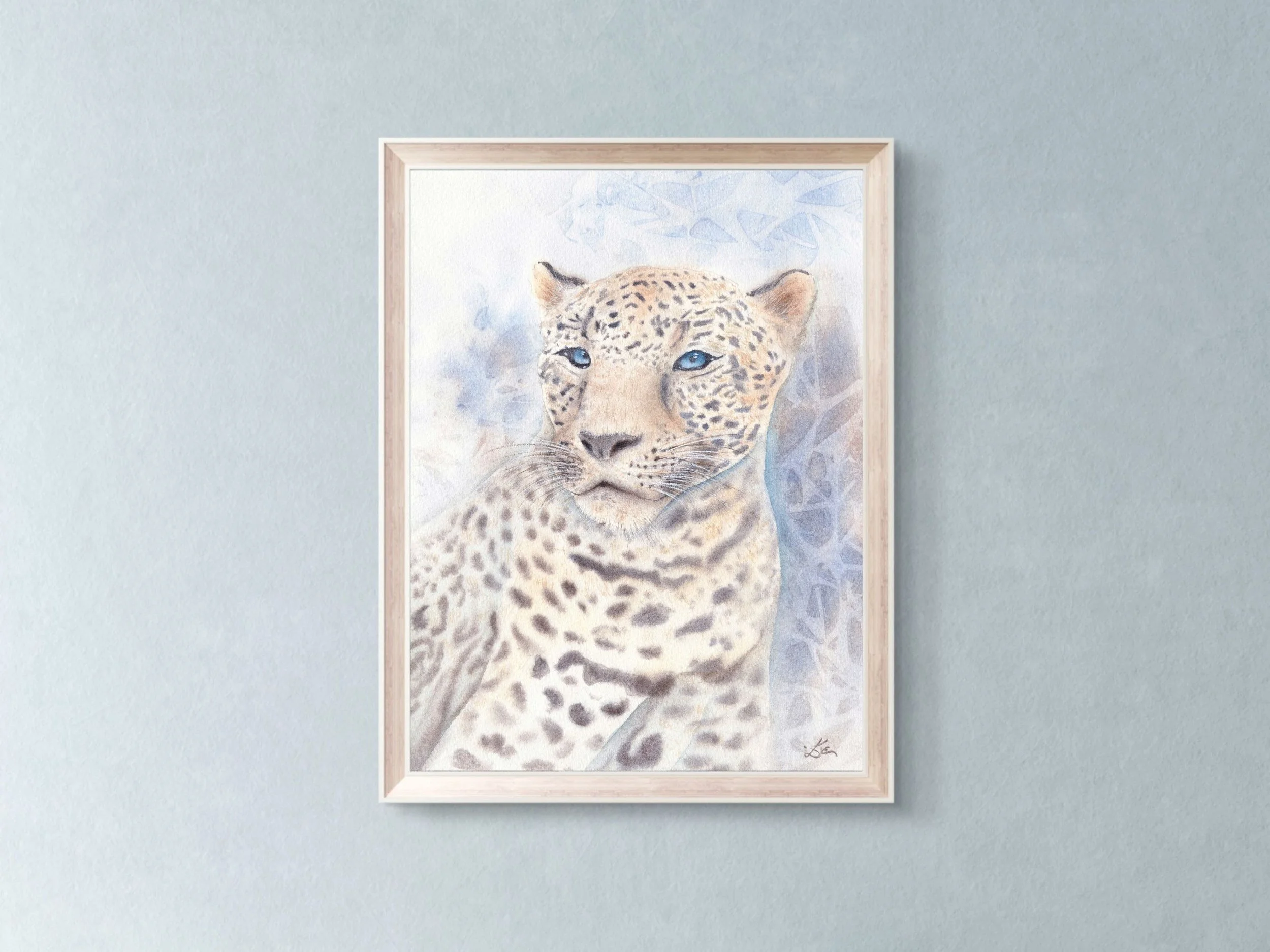 Caucasian Leopard Fine Art Print Wildlife Watercolor Wall Art Mountain Animal Decor Archival Art11.jpg