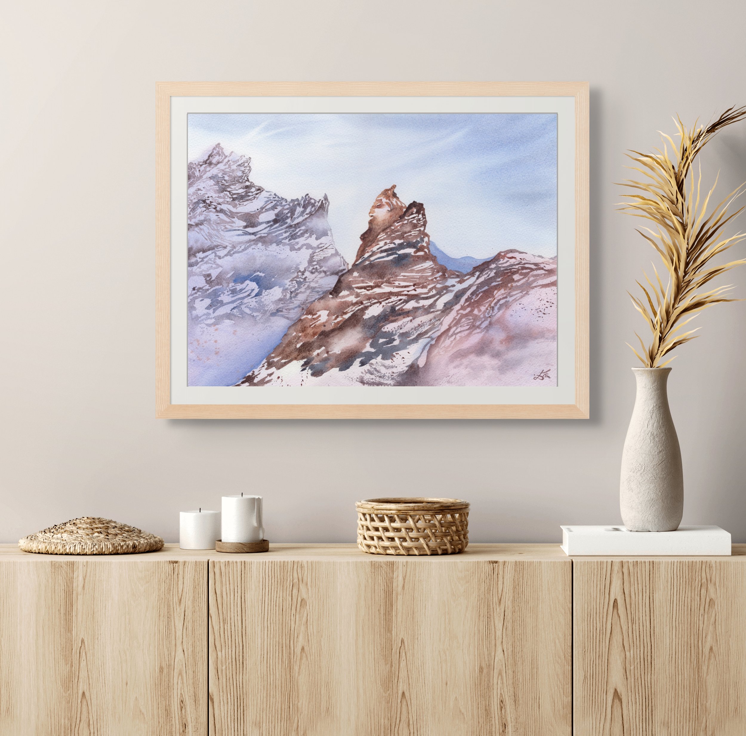 The Stone Warrior Giclee Fine Art Print Printed on Luxurious Gallery-Quality Matte Paper Framed Closeup in a Hallway