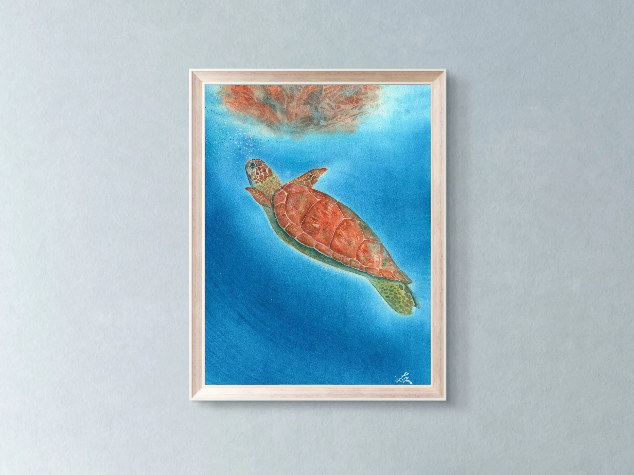 Sea Turtle Fine Art Print Coastal Wall Art Ocean Animal Watercolor Print Marine Life Decor Beach House Artwork 11.jpg