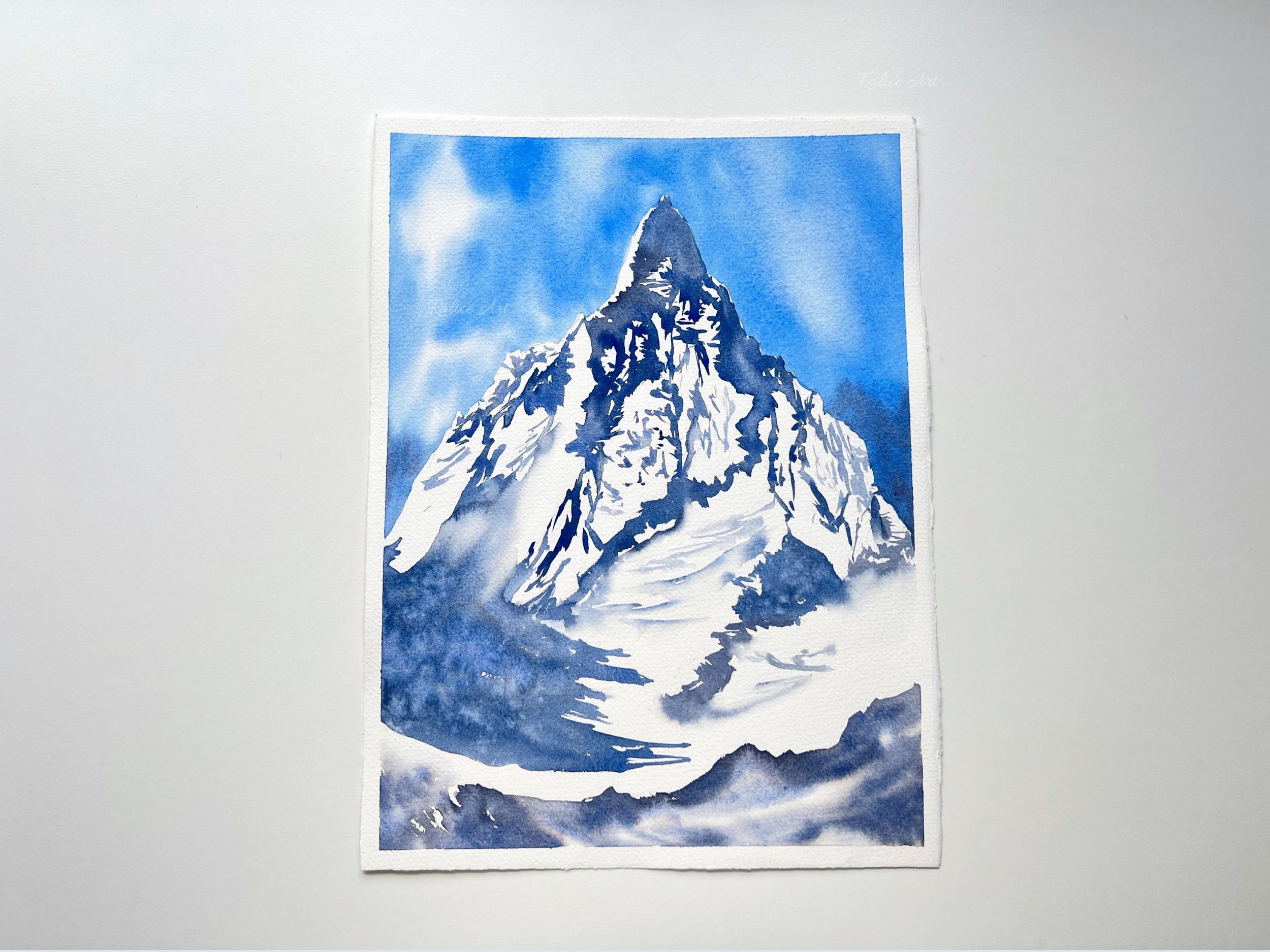 Beyond Dreams Original Watercolor Mountain Painting, Rocky Landscape Wall Art, Rocky Mountain Expressive Free Flow Impressionistic Painting