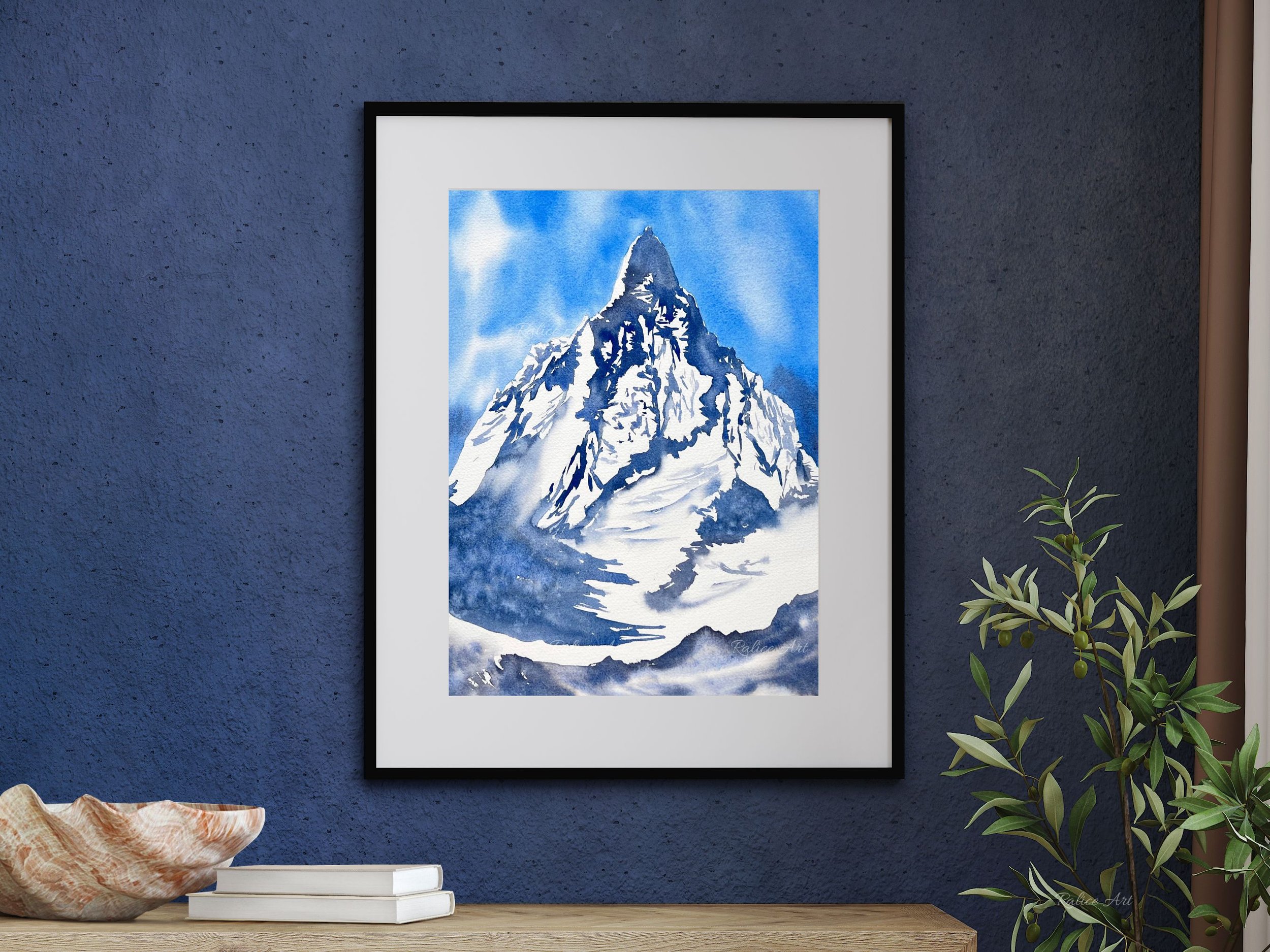 Beyond Dreams Original Watercolor Mountain Painting, Rocky Landscape Wall Art, Rocky Mountain Expressive Free Flow Impressionistic Painting in a setting