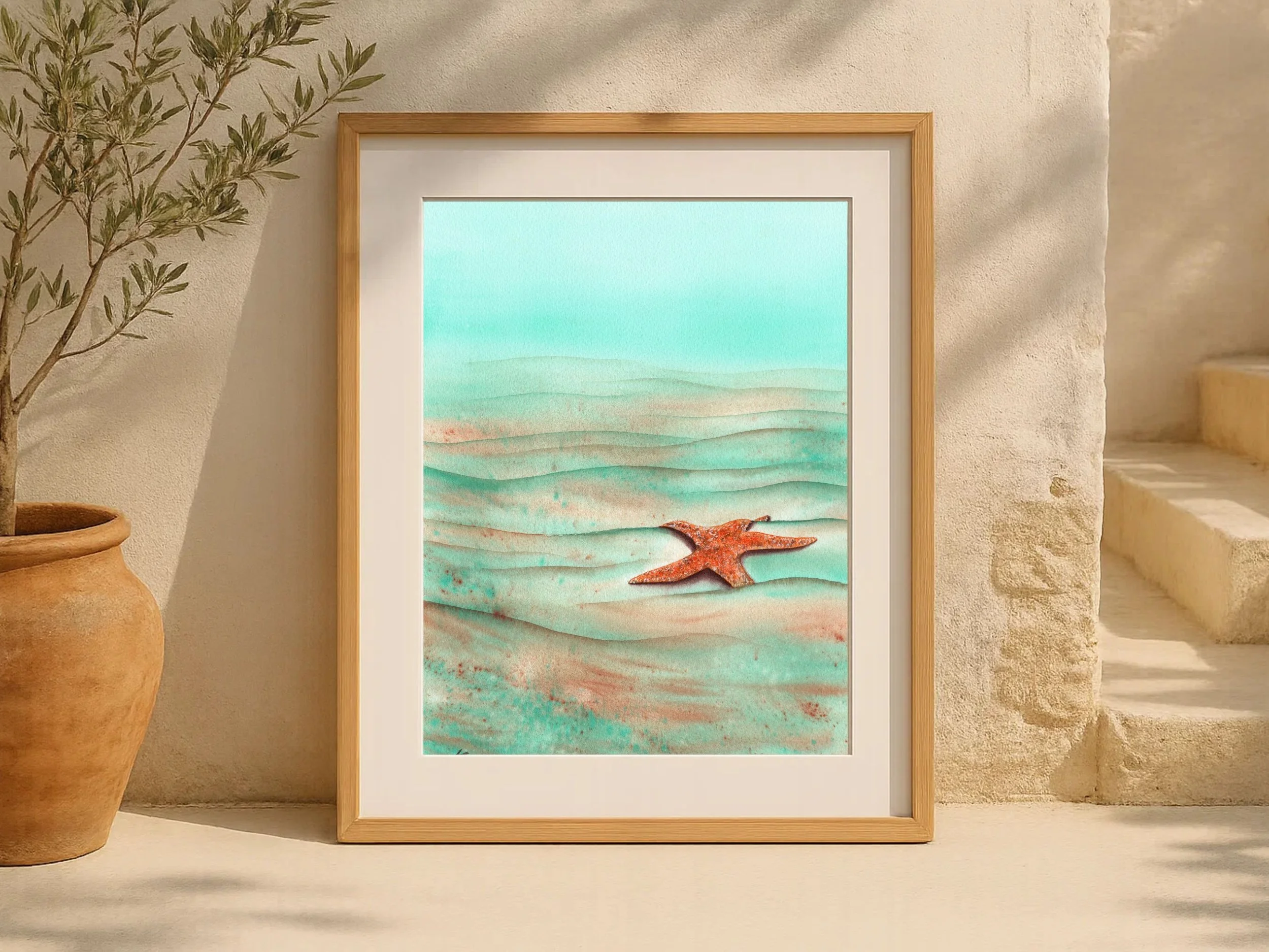 Starfish Archival Art Print Coastal Beach Decor Ocean Watercolor Sea Star Wall Art Poster 7.jpg