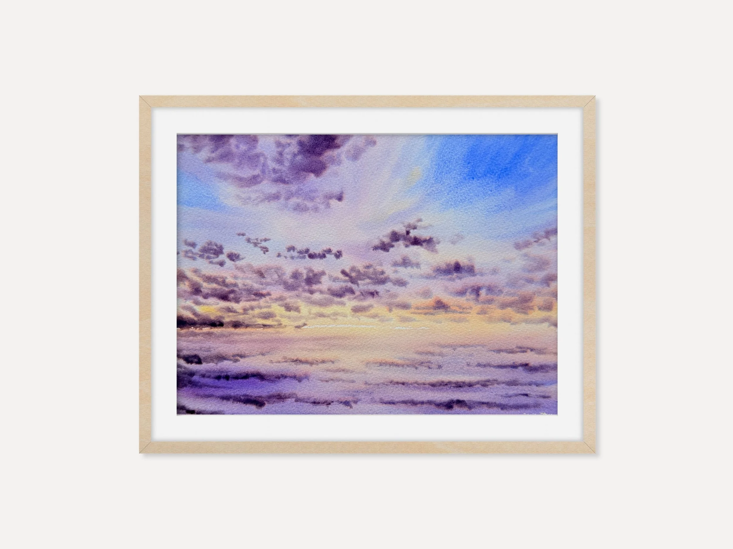 Purple Sunrise Over the Sea - Original Watercolor Painting