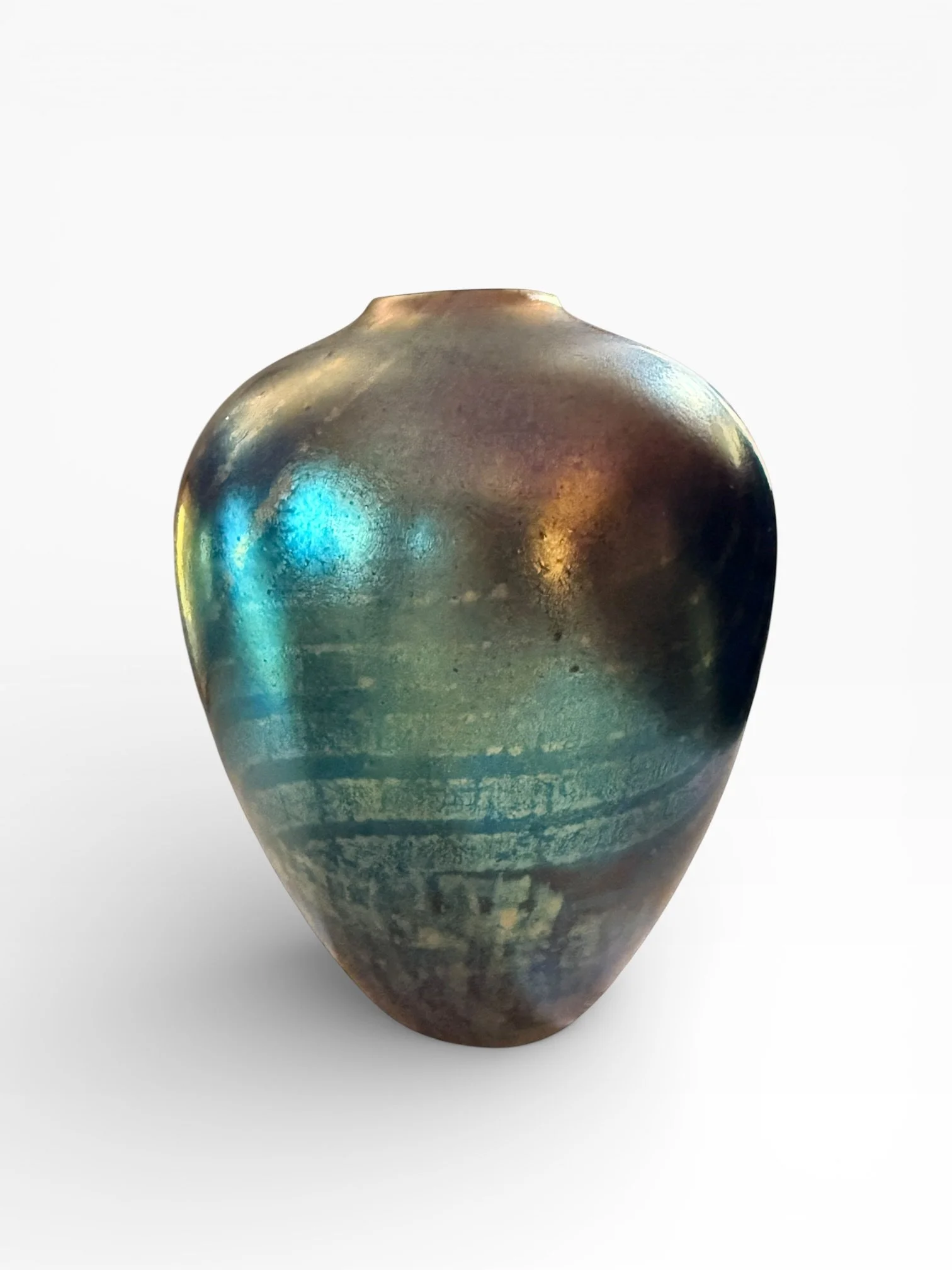 Peter Layton Studio Glass Vase – Signed & Dated 1988 Iridescent Oil-Spot