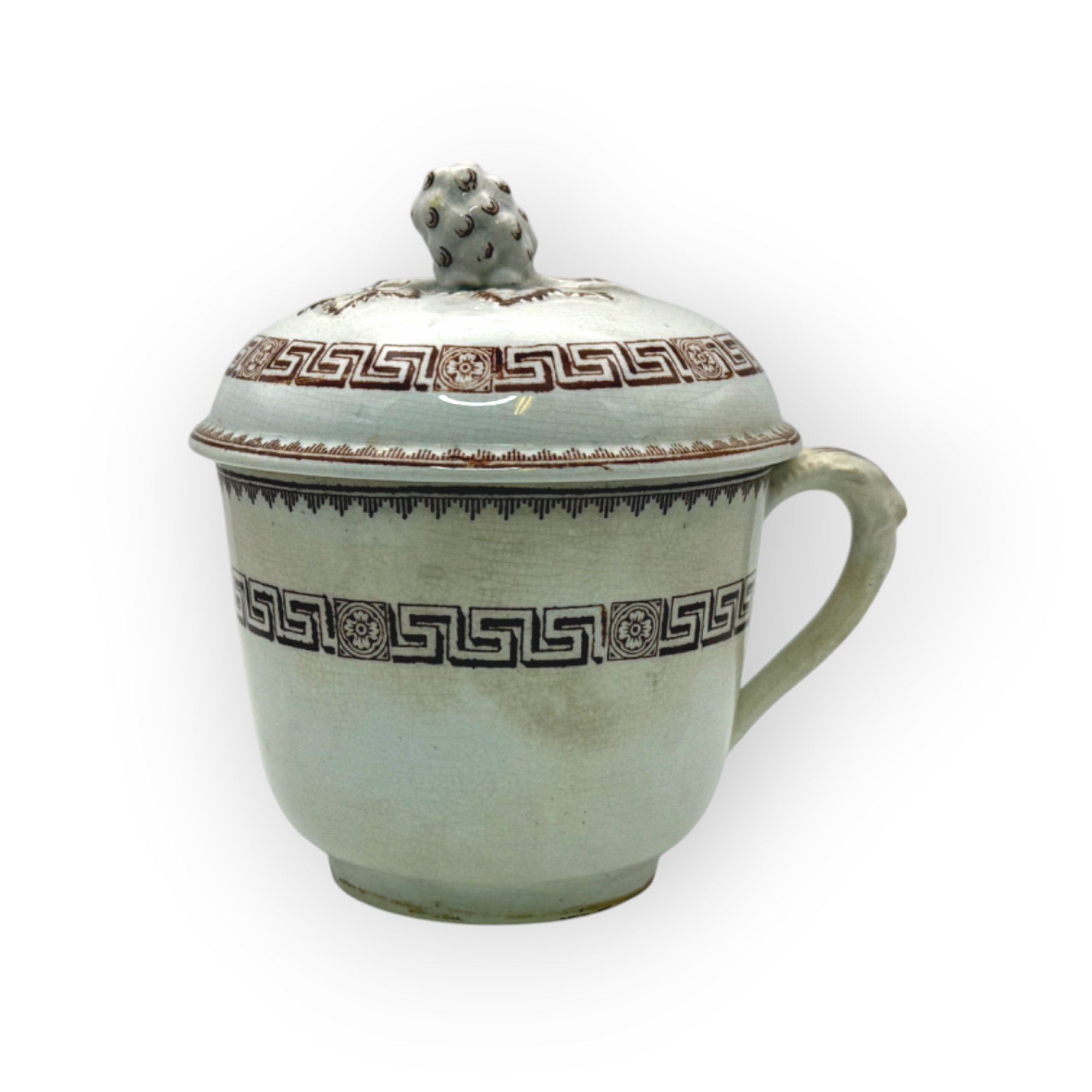 Victorian Transferware Teacup with Lid