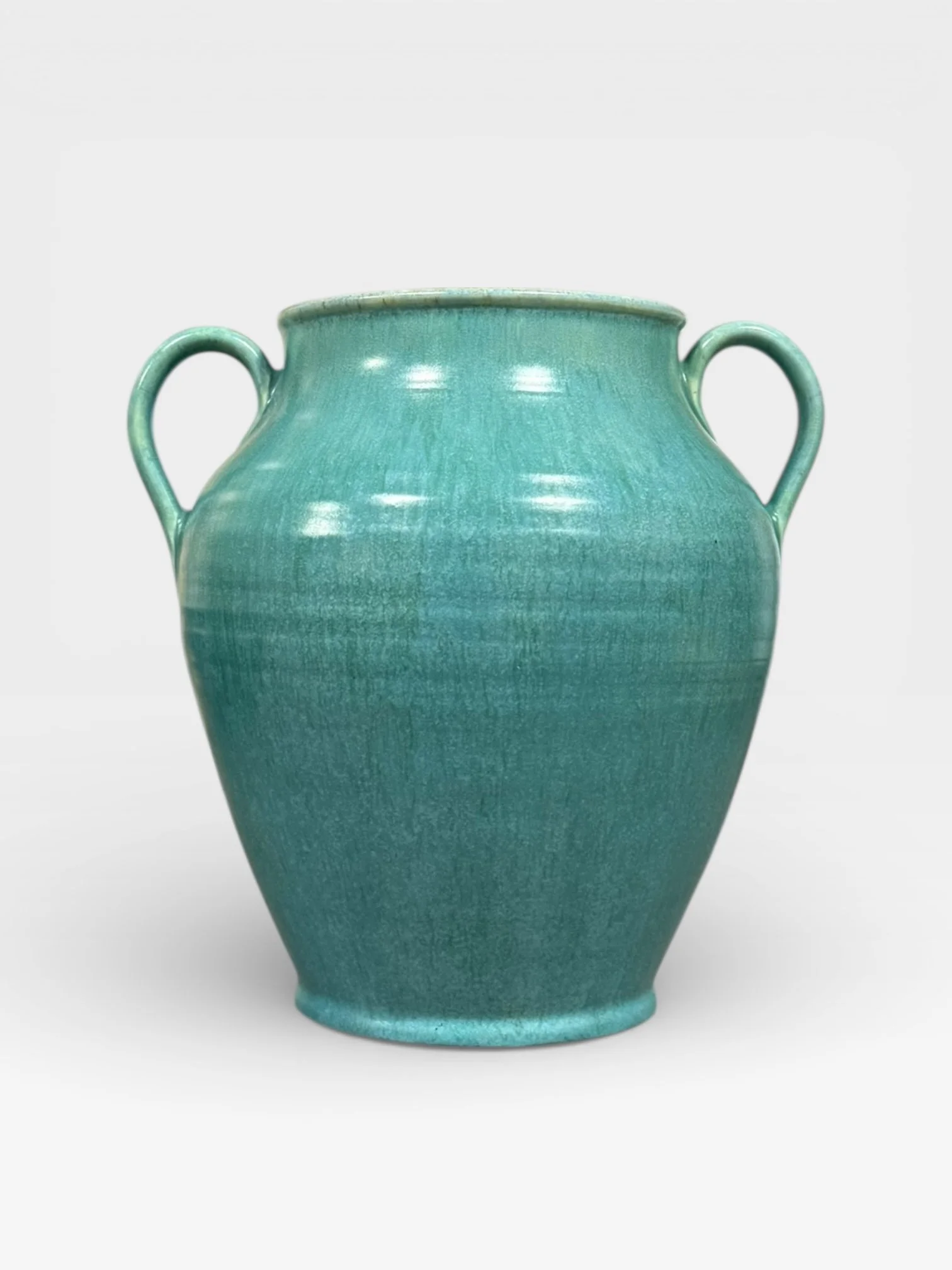 POOLE POTTERY “Sylvan Ware” Two-Handled Vase  England, c.1930s–1950s Turquoise Drip Glaze