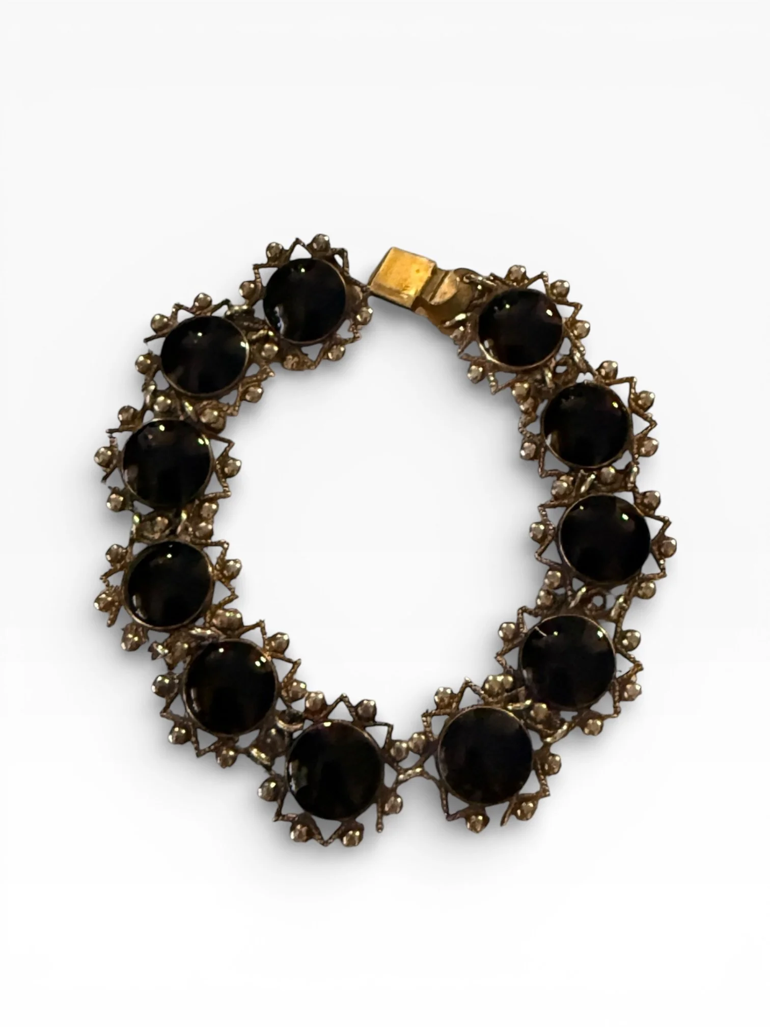 Arne Nordlie Norway Sterling Silver & Black Stone Bracelet – Vintage Scandinavian Jewellery