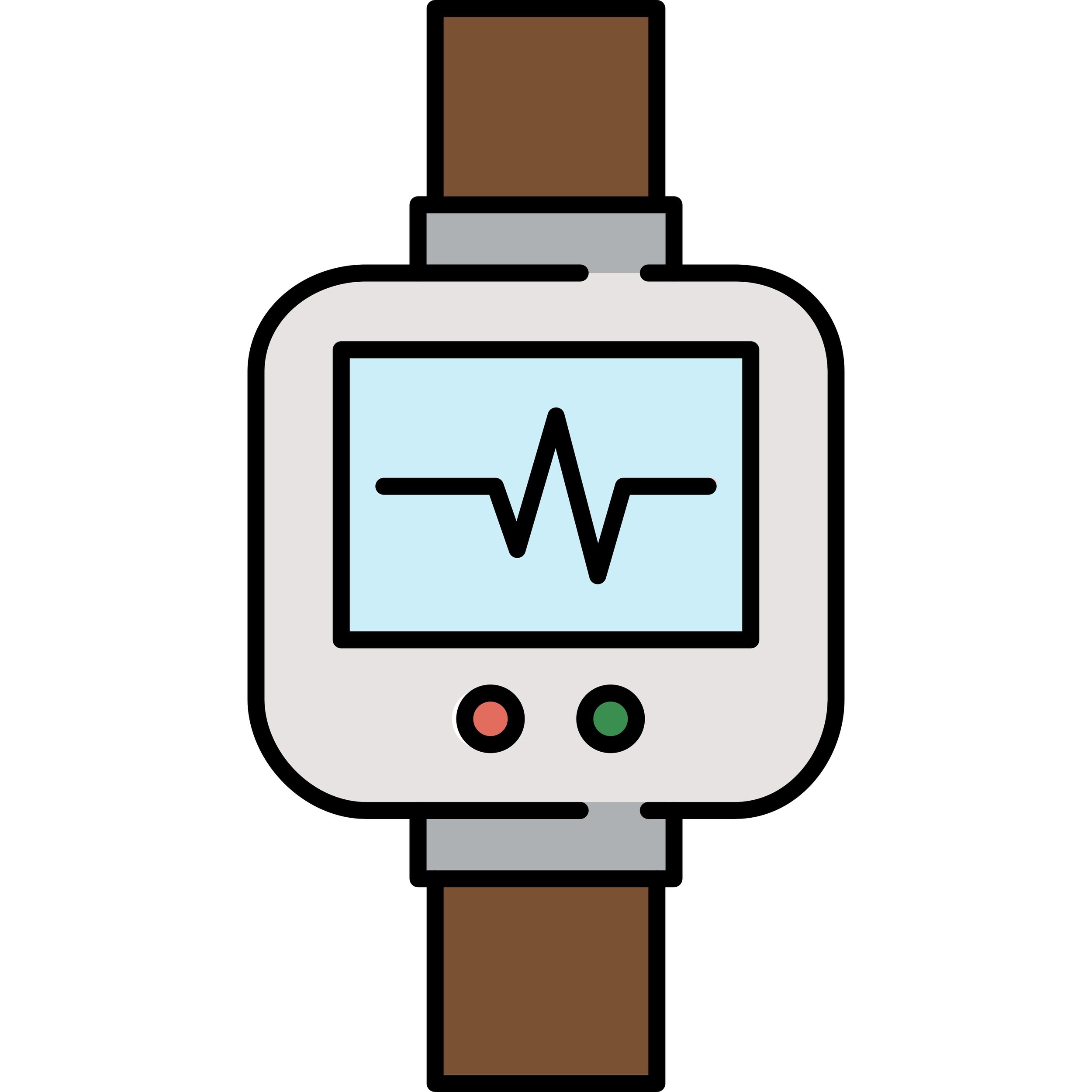 cartoon of smartwatch with heart rate featured on the screen