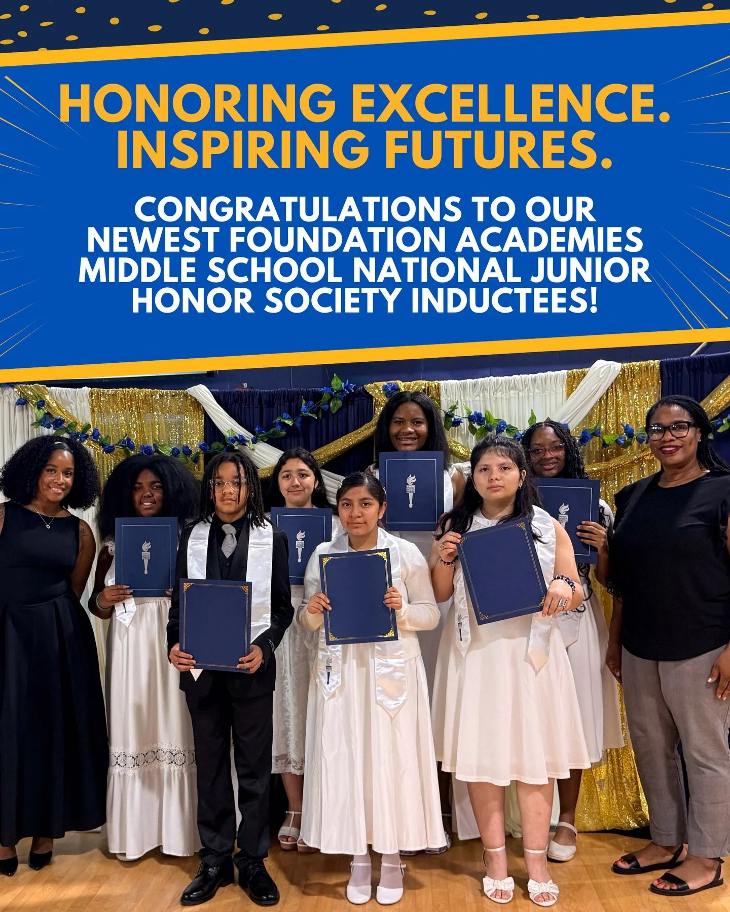 🕯️✨ Honoring Excellence. Inspiring Futures. ✨🕯️

Congratulations to our newest Foundation Academies Middle School National Junior Honor Society inductees! We are incredibly proud of these scholars who have demonstrated a commitment to the five pill