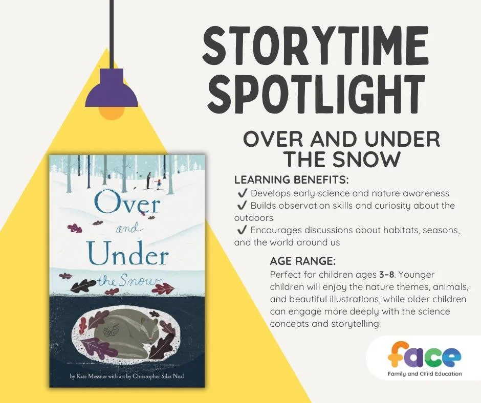 ❄️ Storytime Spotlight: Over and Under the Snow ❄️

This gentle winter story takes kids on a snowy adventure, showing the secret world of animals living beneath the snow. With simple words and beautiful pictures, it&rsquo;s perfect for sparking curio