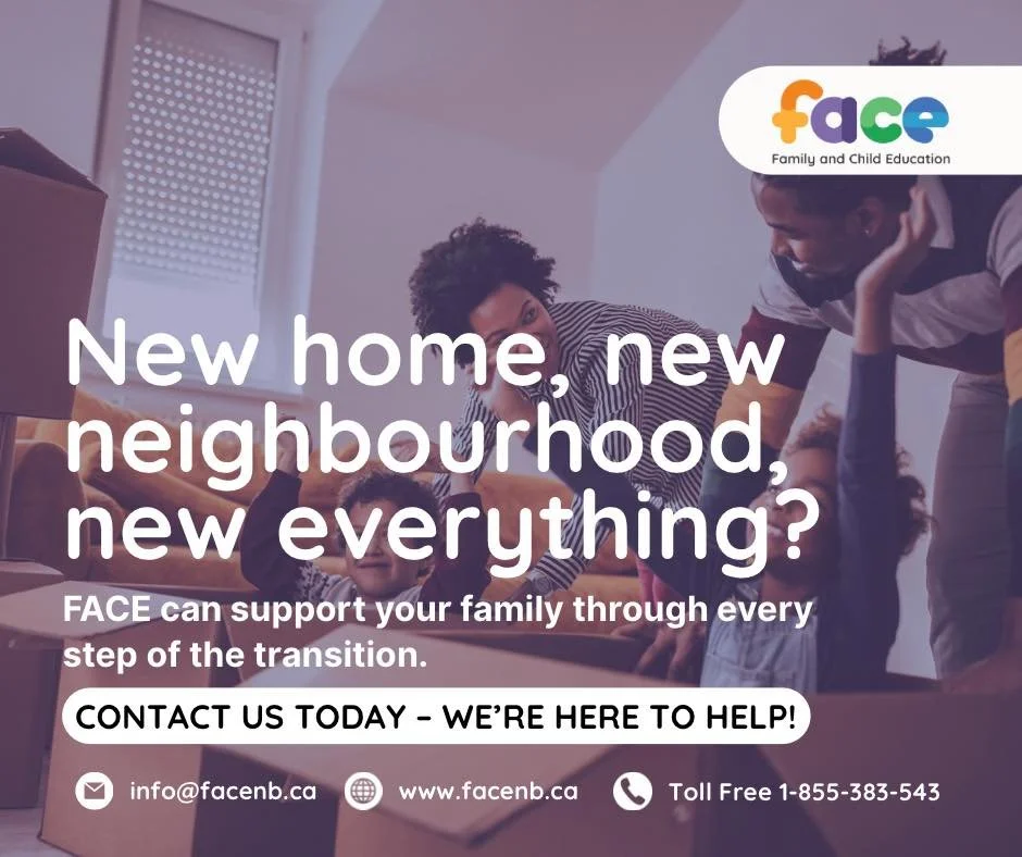 🏡 New home, new neighbourhood, new everything?

Moving is exciting, but it can also feel overwhelming for families. FACE is here to support you through every step of the transition &mdash; from settling in to adjusting routines and helping children 