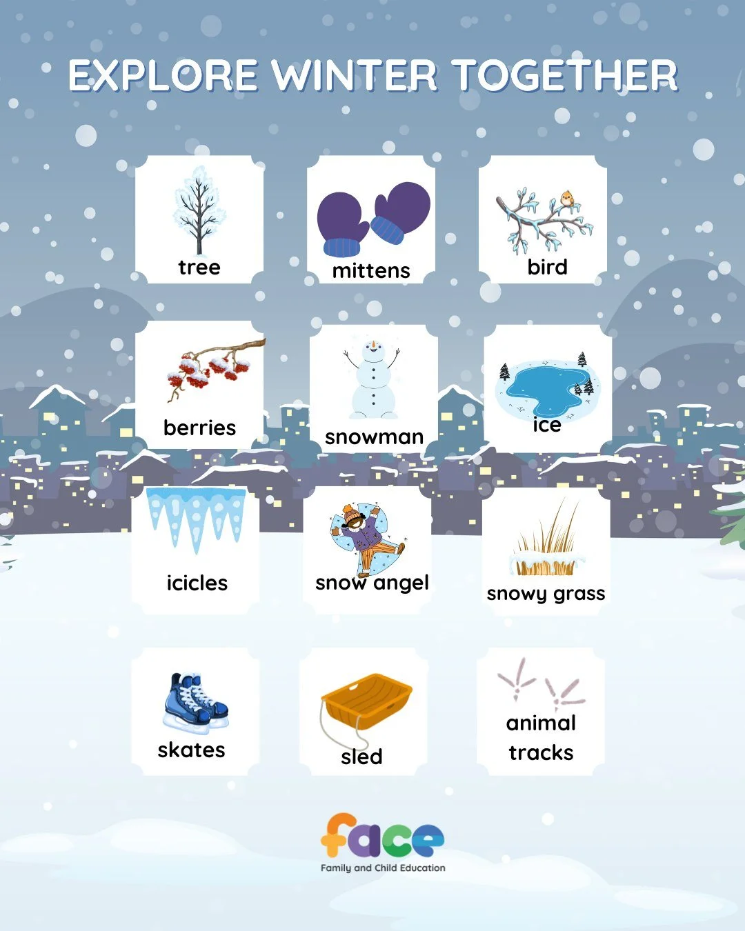 Planning some outdoor time this Family Day weekend?❄

Try  a winter scavenger hunt ☃

Use ours or create your own and explore together.

Wander, look closely, and let your child guide the adventure. 

Even a simple walk in the snow can turn into shar