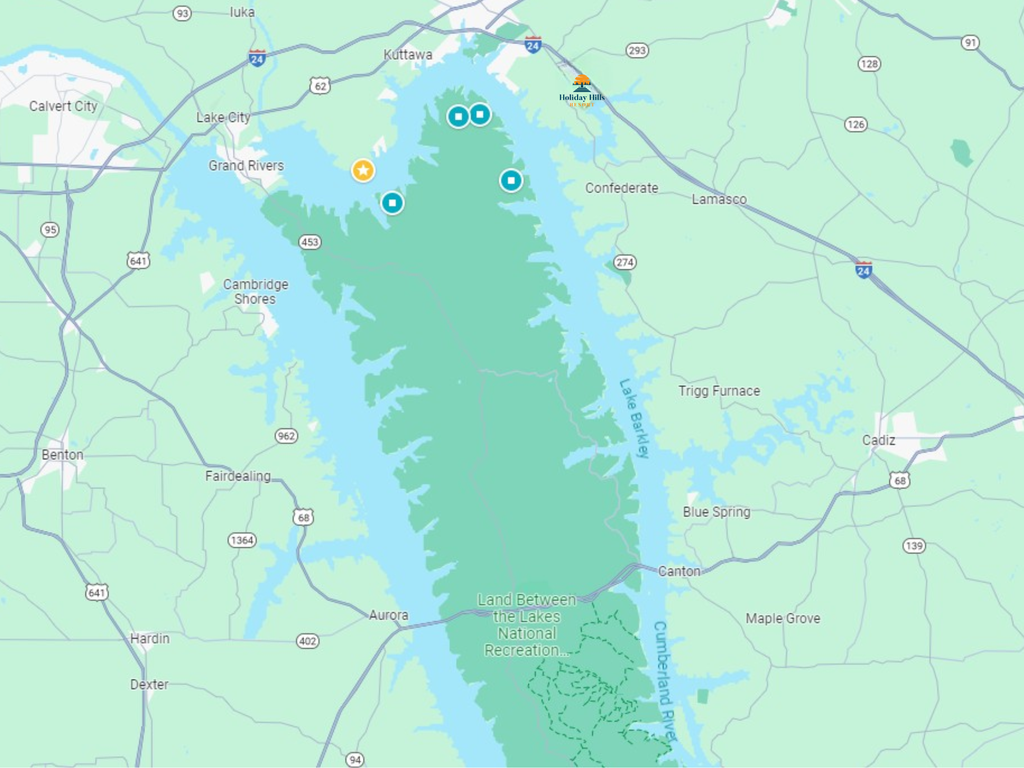 Fishing homebase near land between the lakes