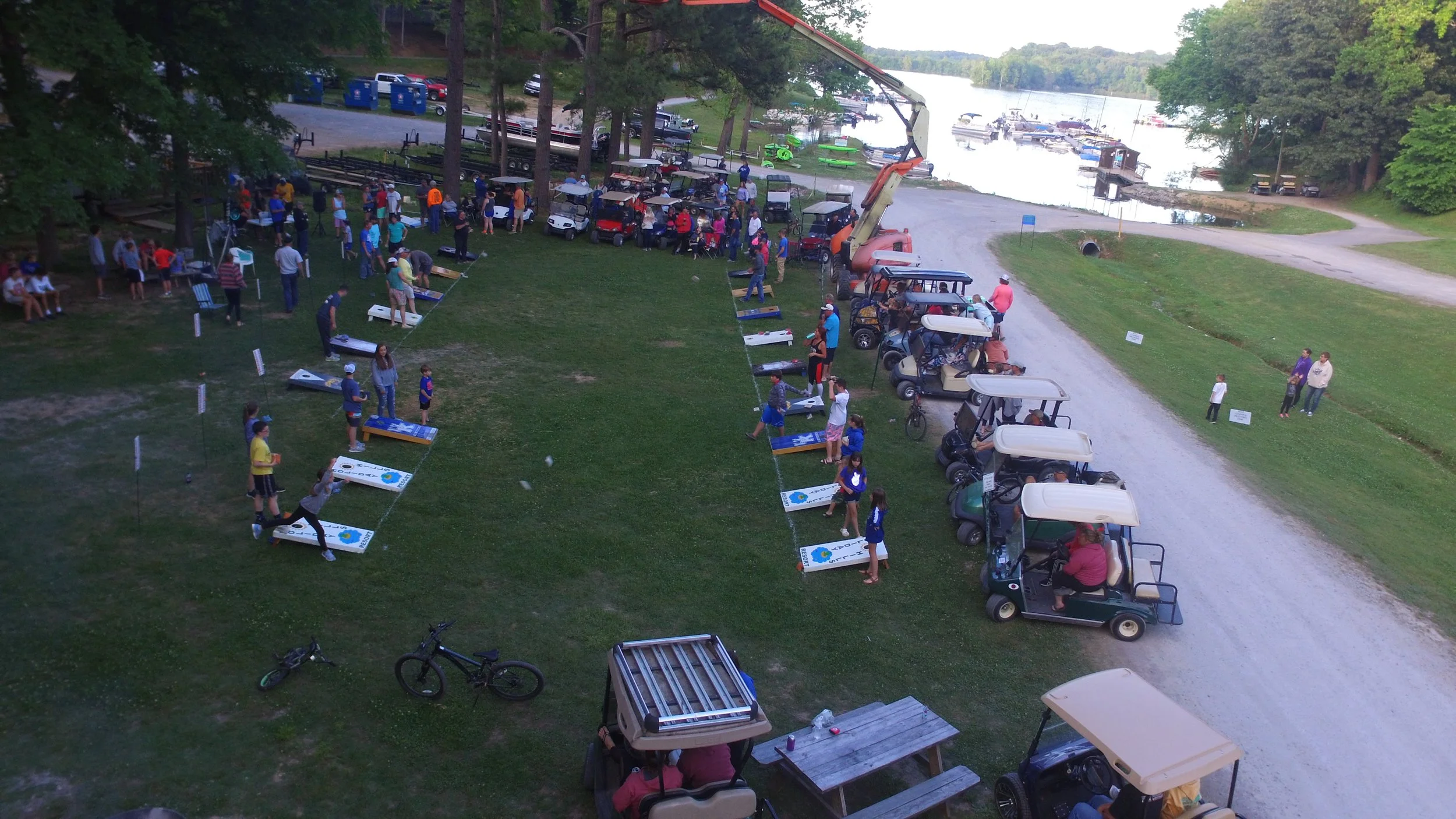 Cornhole at holiday hills resort on lake barkley near land between the lakes.