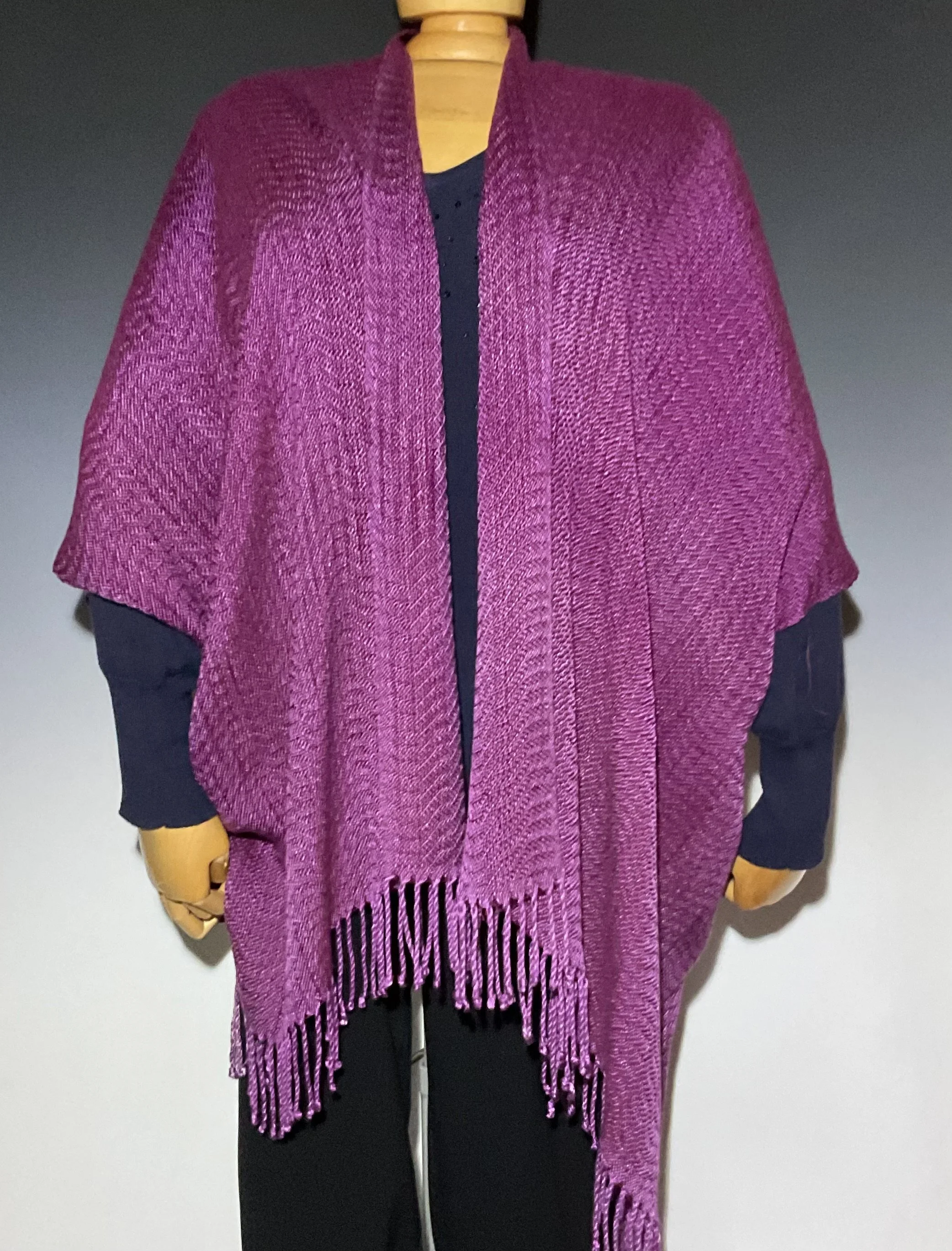Ruana Cape Shawl Tencel Handwoven Hand Dyed