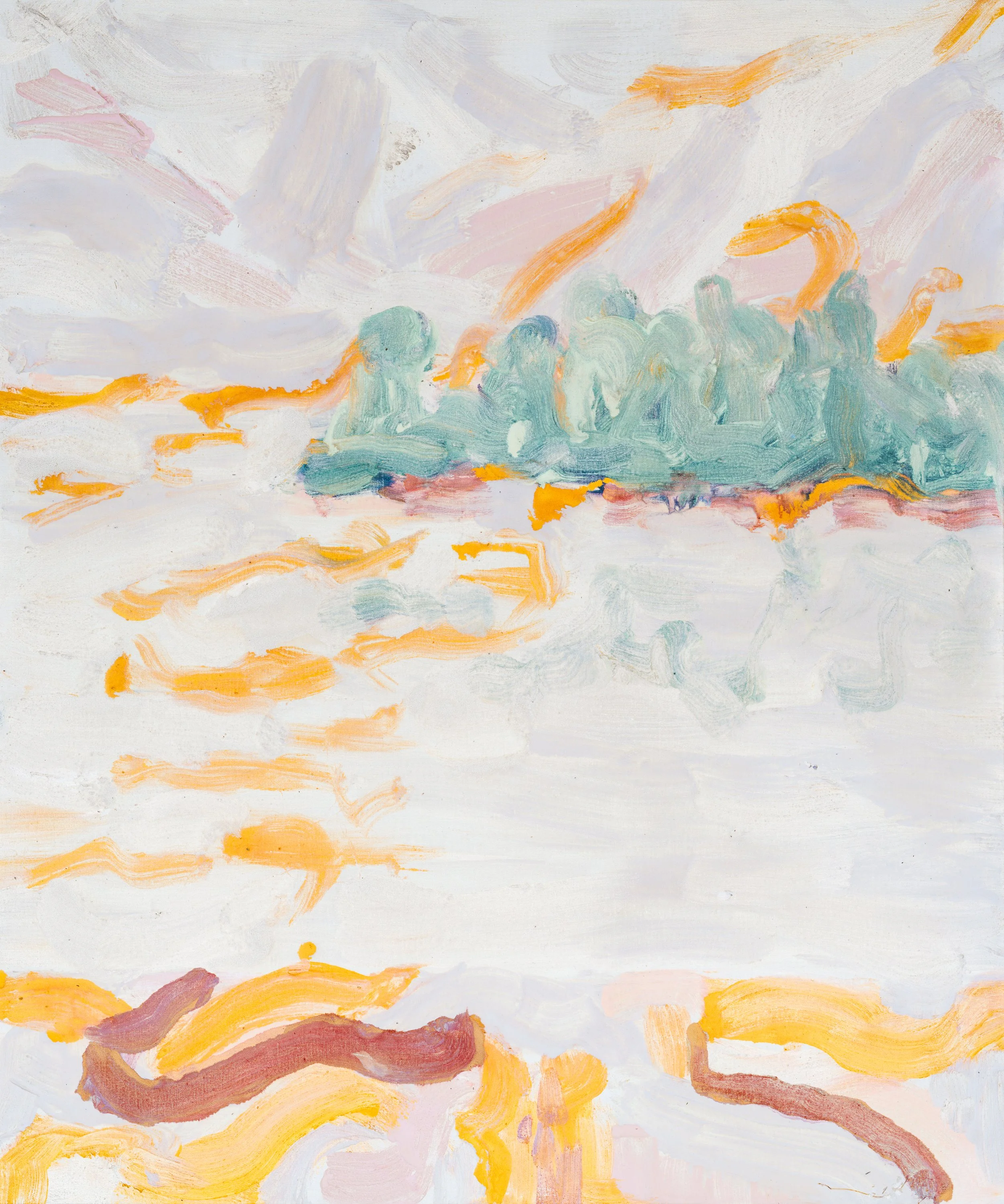 Title: Golden Reflection One 
Date: 2023 
Medium: oil on Belgium linen canvas 
Dimensions: 30 x 36 in 