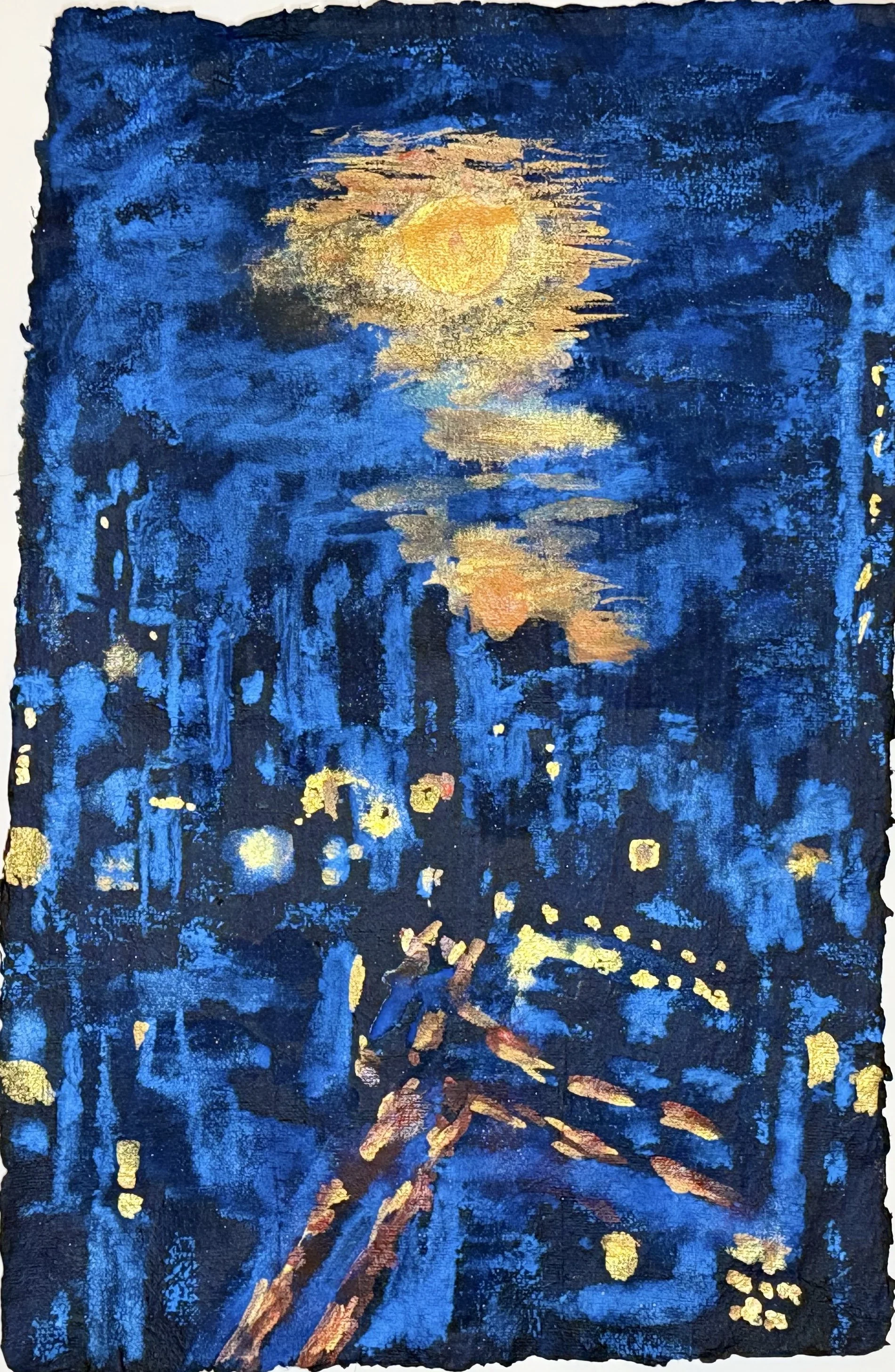 Title: Moonlight Over Central Park I 
Date: 2025 
Medium: watercolor on paper 
Dimensions: 9.5 x 14" 
Price: $375
