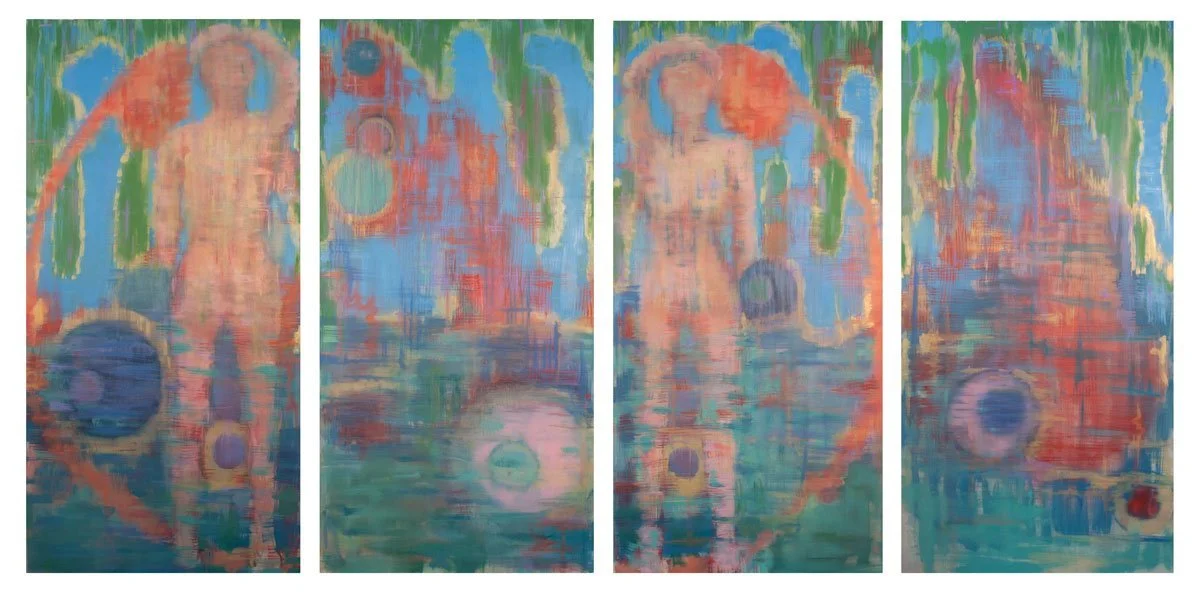 Title: Compasses 
Date: 2017 
Medium: oil on Belgium linen canvas 
Dimensions: 12 x 6 ft x 1.25 in 