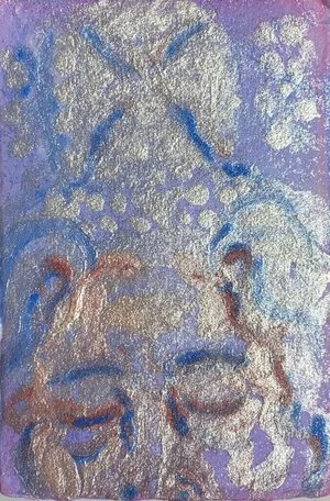 Title: The Lightness Of Being 
Date: 2022 
Medium: acrylic on cardstock postcard 
Dimensions: 4 x 6”