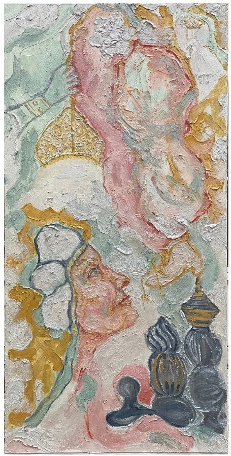 Title: Dance me to the end of love (panel II) 
Date: 2020 
Medium: oil on Belgium linen canvas 
Dimensions: 3 x 6 ft x 1 in 