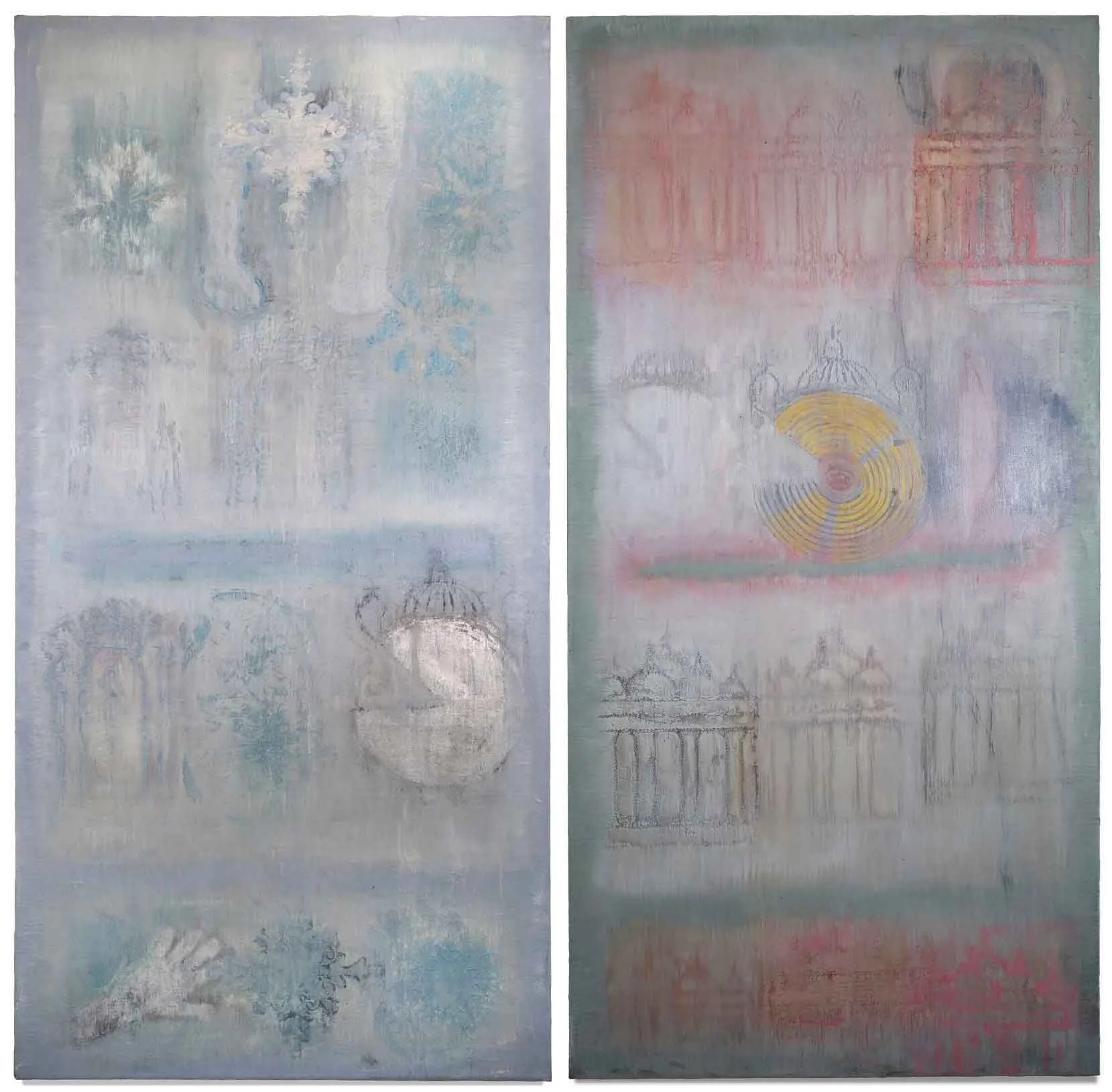 Title: Catch Me I’m Falling I & II 
Date: 2018 
Medium: oil on Belgium linen canvas 
Dimensions: 6 x 6 ft x 1.25 in 