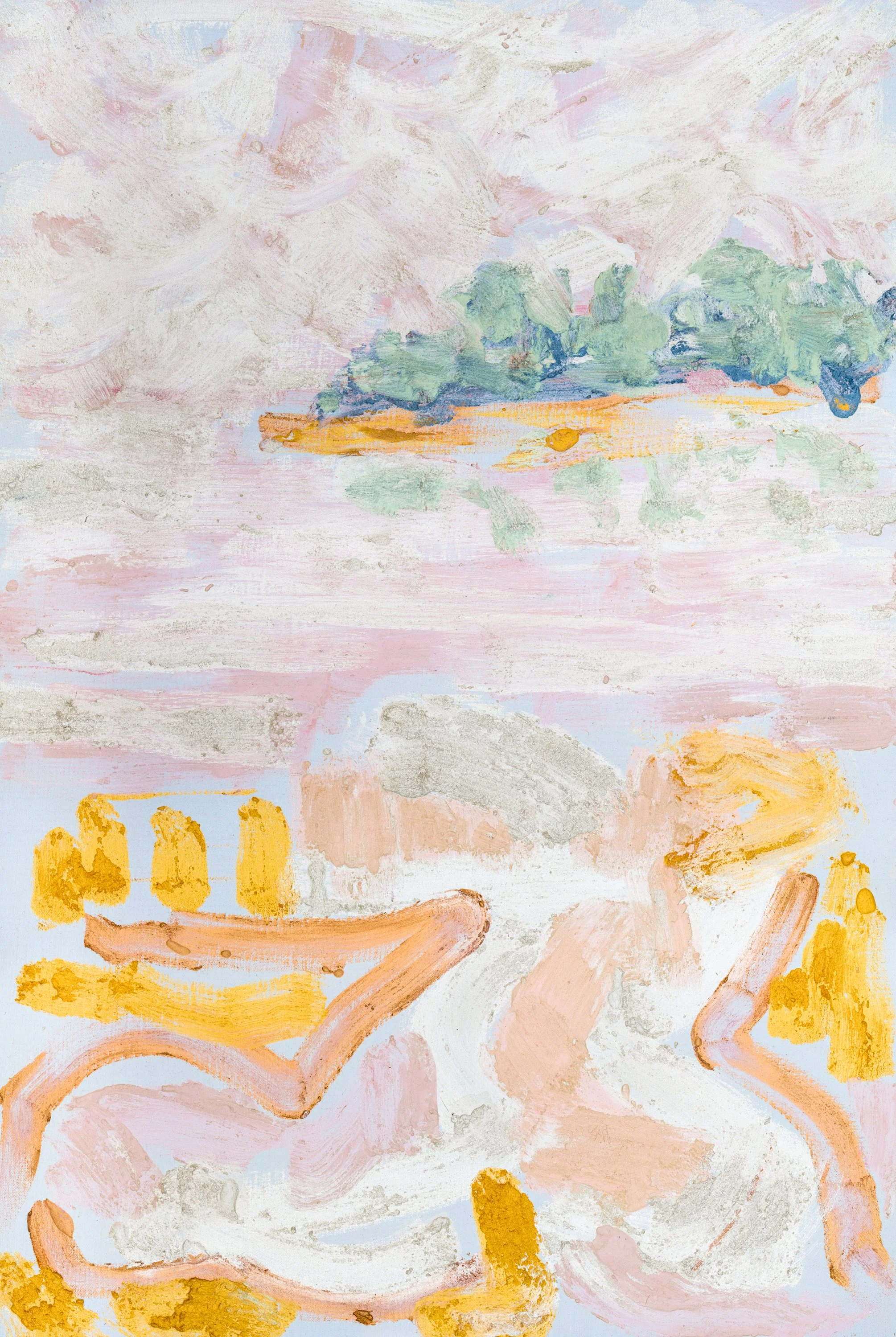 Title: Pink Skies One 
Date: 2023 
Medium: oil on Belgium linen canvas 
Dimensions: 24 x 33 x 1 in 