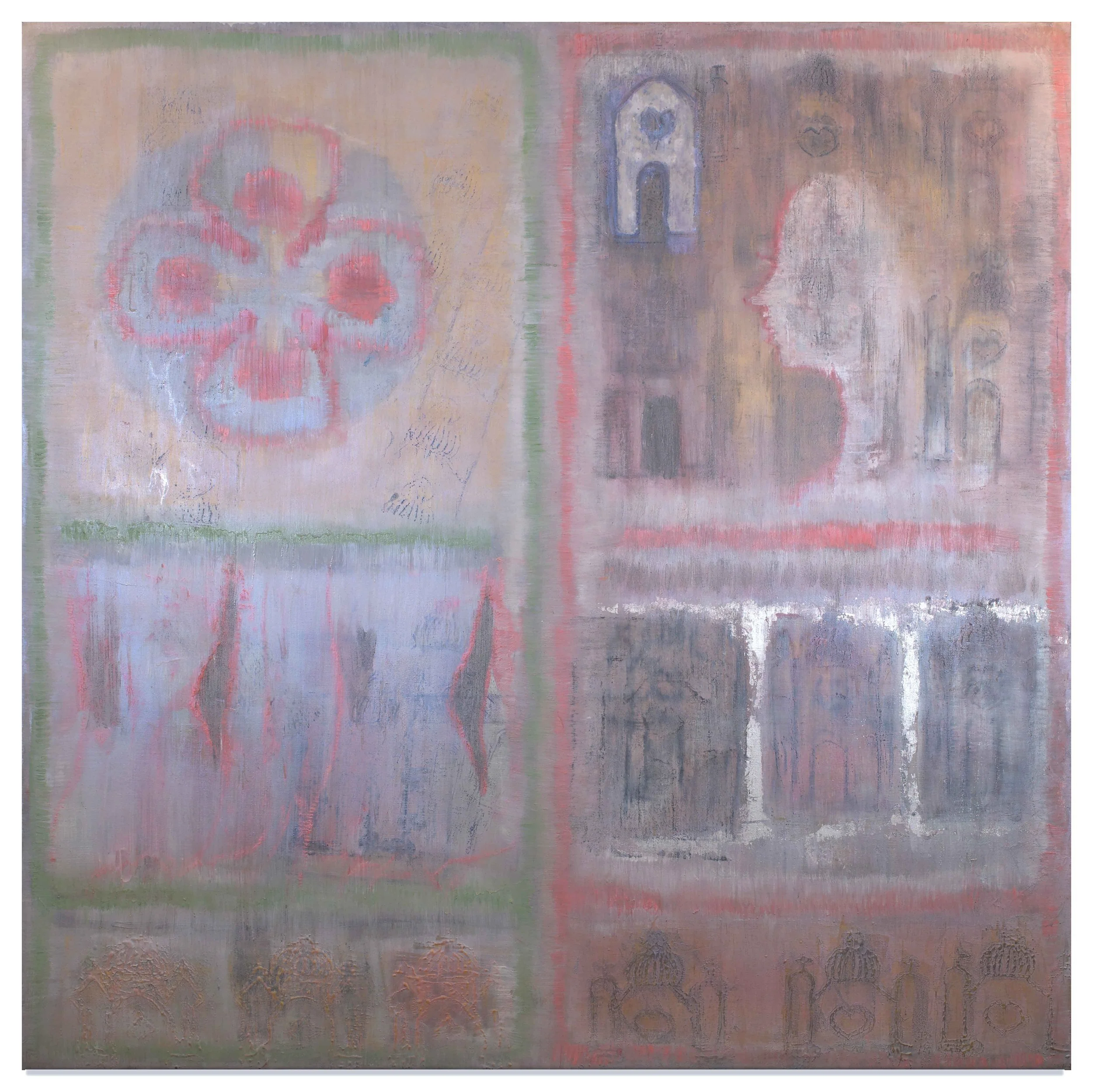 Title: All The World's A Stage 
Date: 2018 
Medium: oil on Belgium linen canvas 
Dimensions: 6 x 6 ft x 1.25 in 