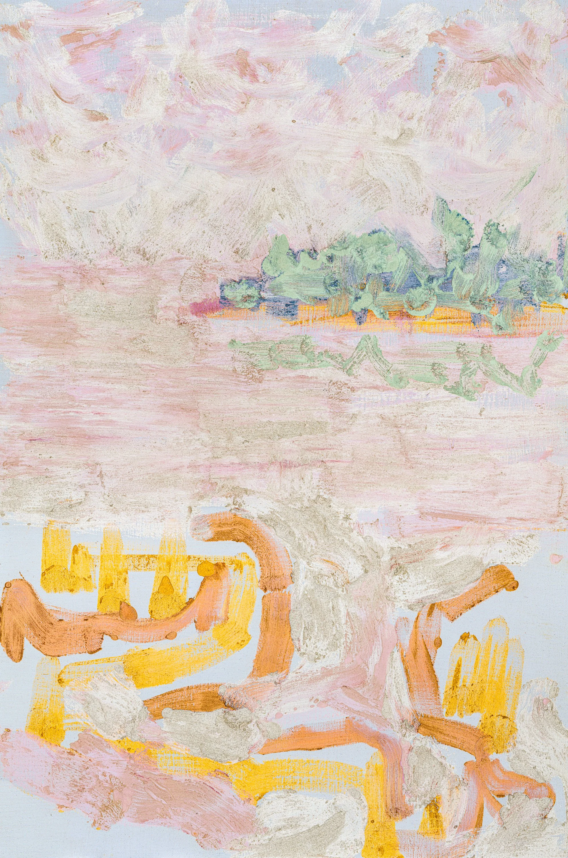 Title: Pink Skies Two 
Date: 2023 
Medium: oil on Belgium linen canvas 
Dimensions: 24 x 33 x 1 in 