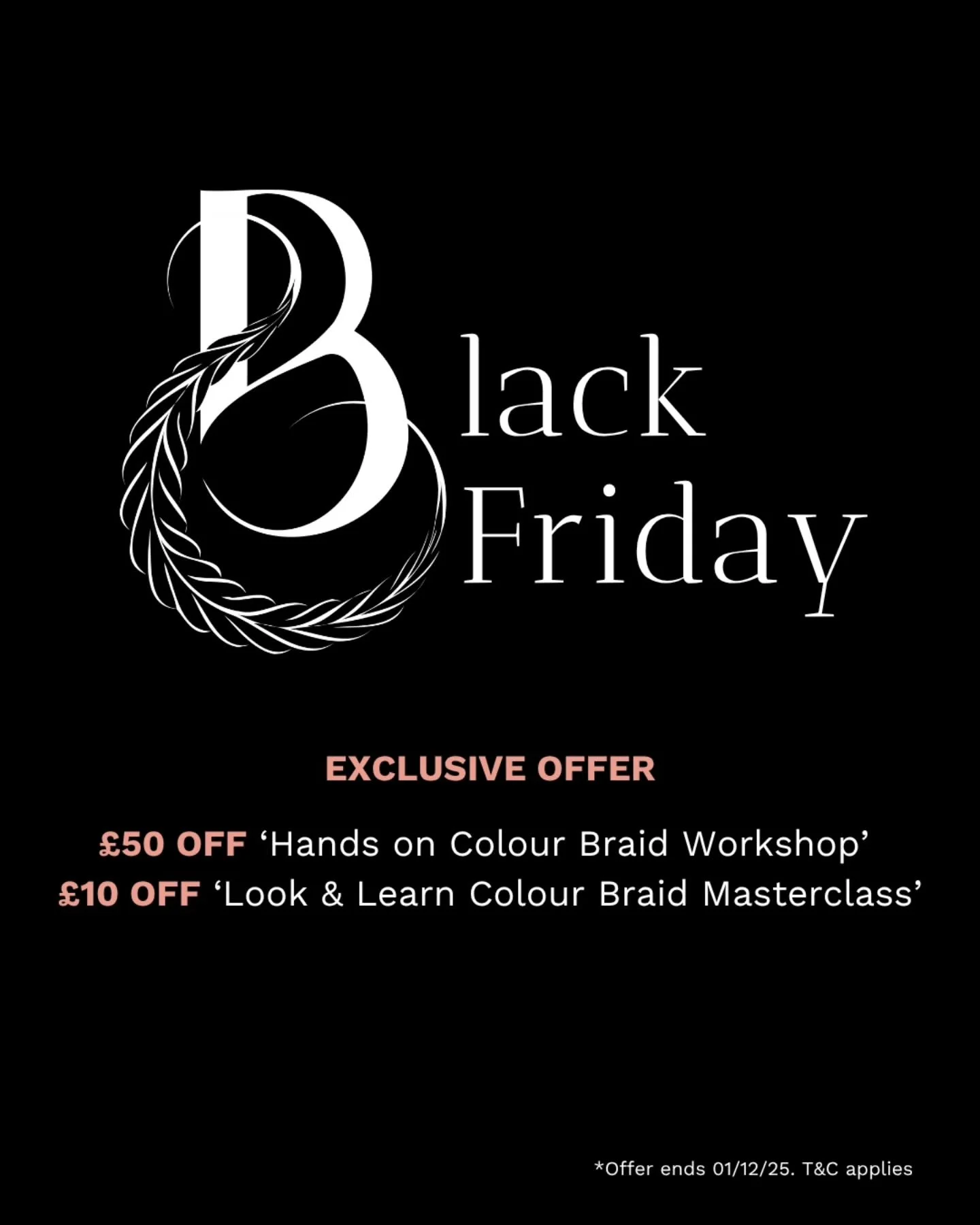 🖤🖤 BLACK FRIDAY SALE 🖤🖤
💚🩷 Learn to Braid with COLOUR! 🩷💚

My in-person Colour Braid Workshop is BACK in 2026! For those of you who missed out, now is the chance to grab your ticket!

We have a slightly different format for this next Workshop
