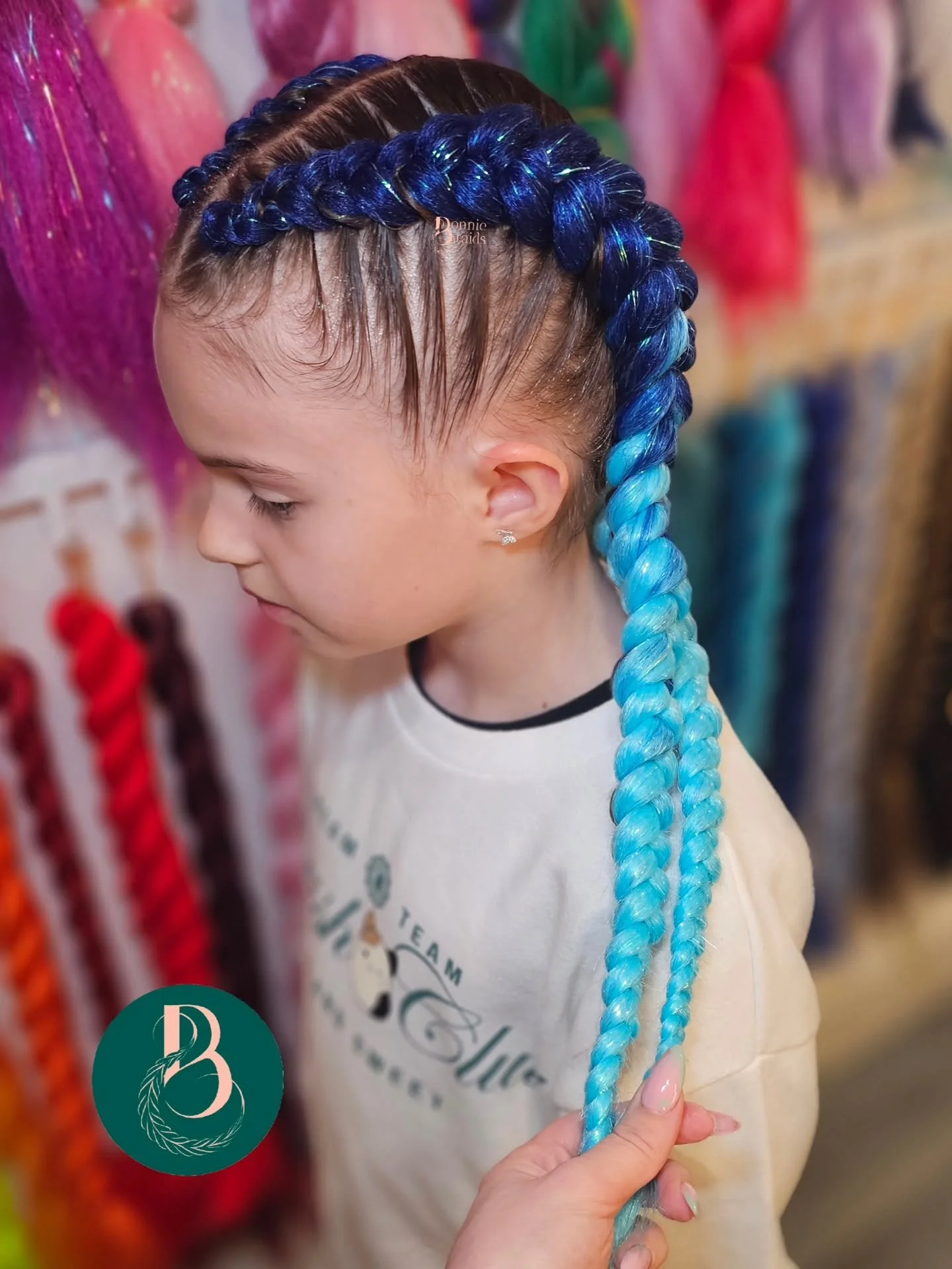 Blue Ombre Mermaid Braids with a touch of Sparkle 💙🩵✨️