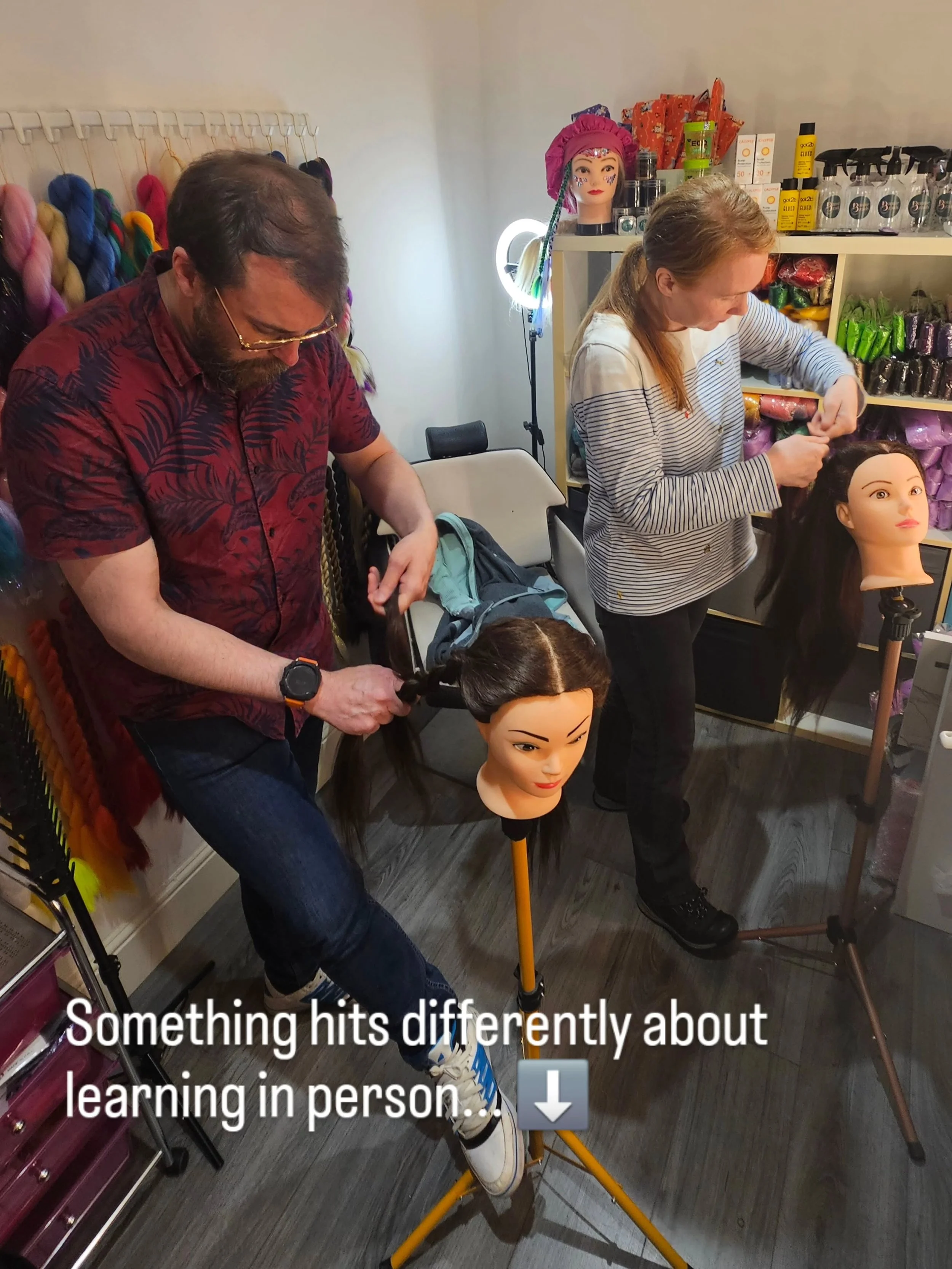 Learning to braid in person hits differently.....

There&rsquo;s something so special about sitting side-by-side, practising together, laughing through the tangled bits, and celebrating the little wins together.

Why learning in person works so well: