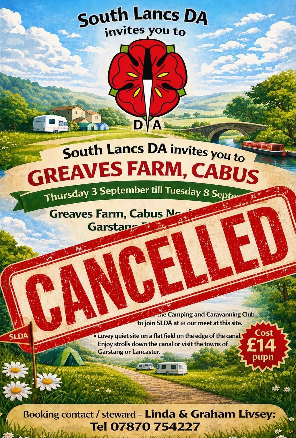 Meet at Greaves Farm, Cabus is cancelled.