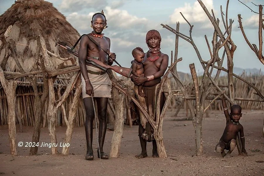 A portrait of a family from a remote tribal community in Ethiopia.
